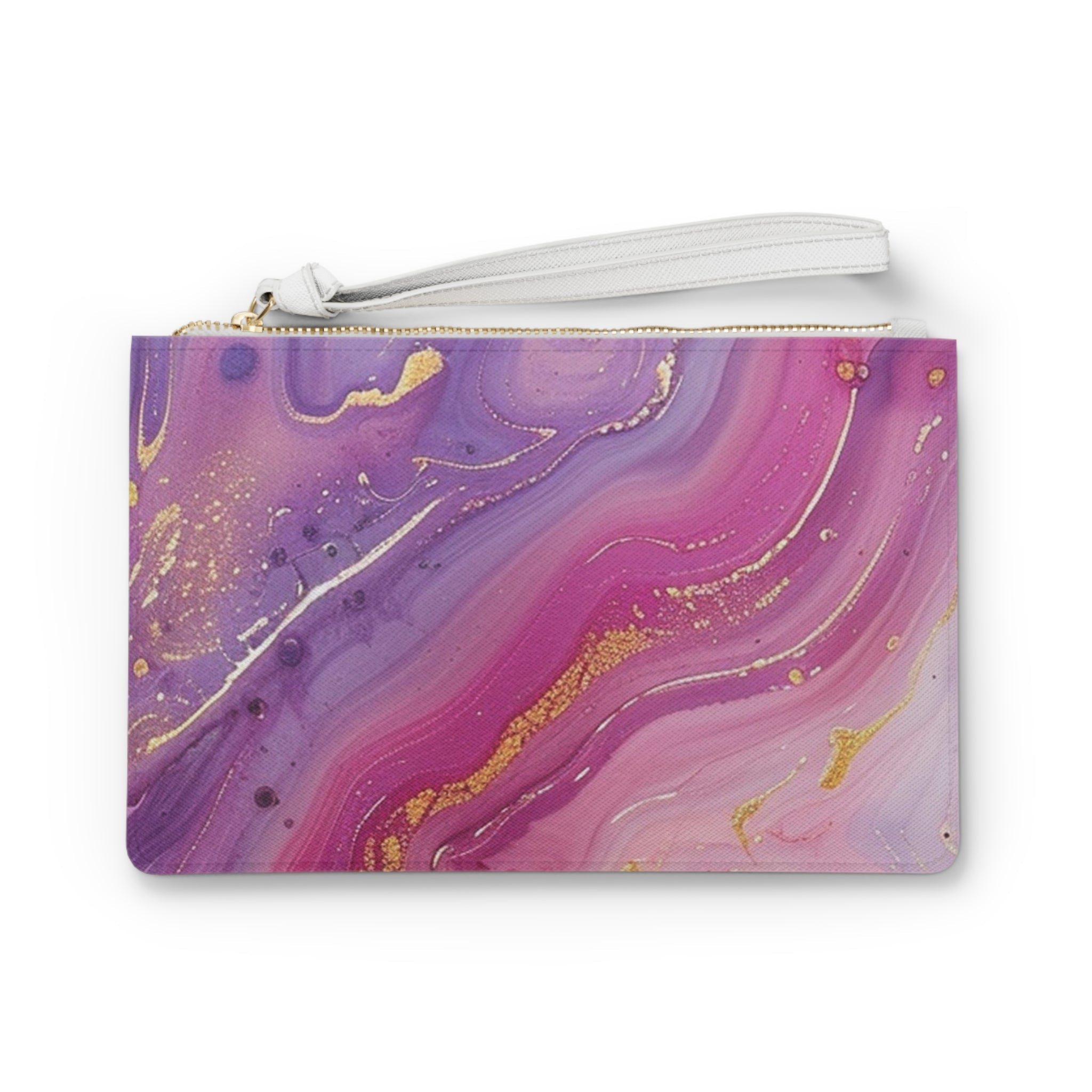 Printify Purple and Pink Marbled Wristlet Clutch Bag 2025