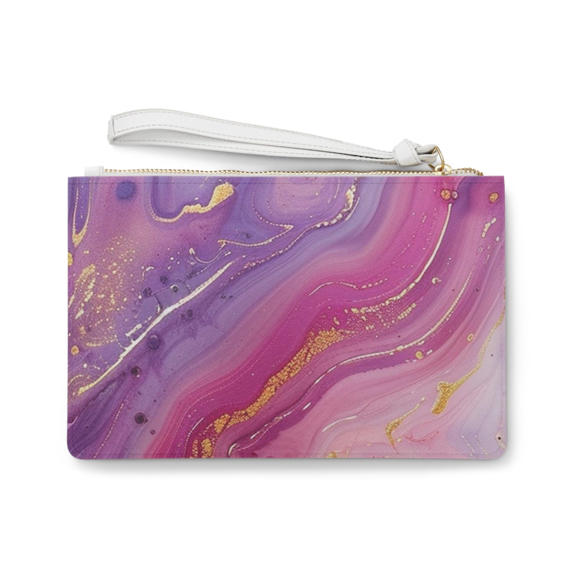 Printify Purple and Pink Marbled Wristlet Clutch Bag 2025
