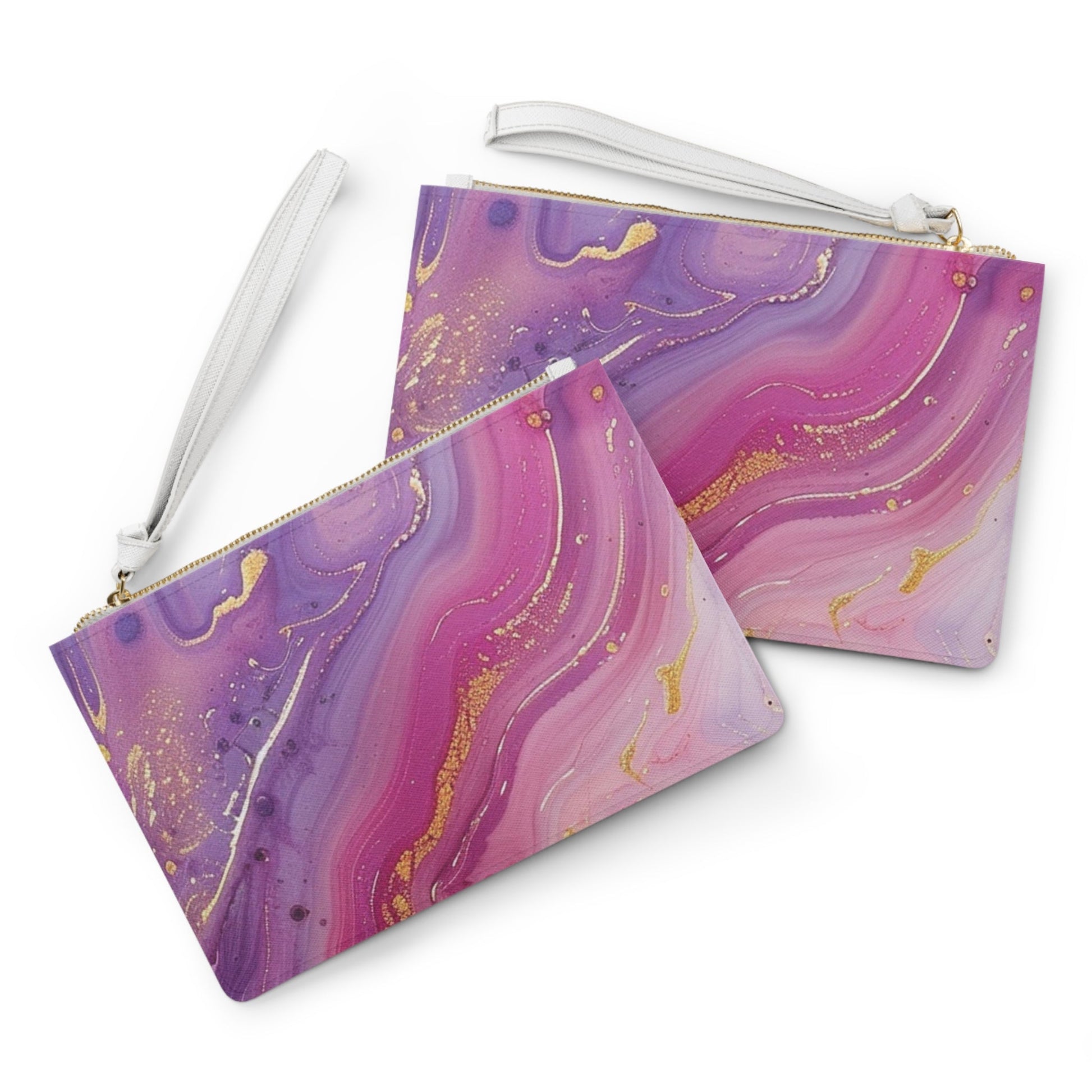 Printify Purple and Pink Marbled Wristlet Clutch Bag 2025