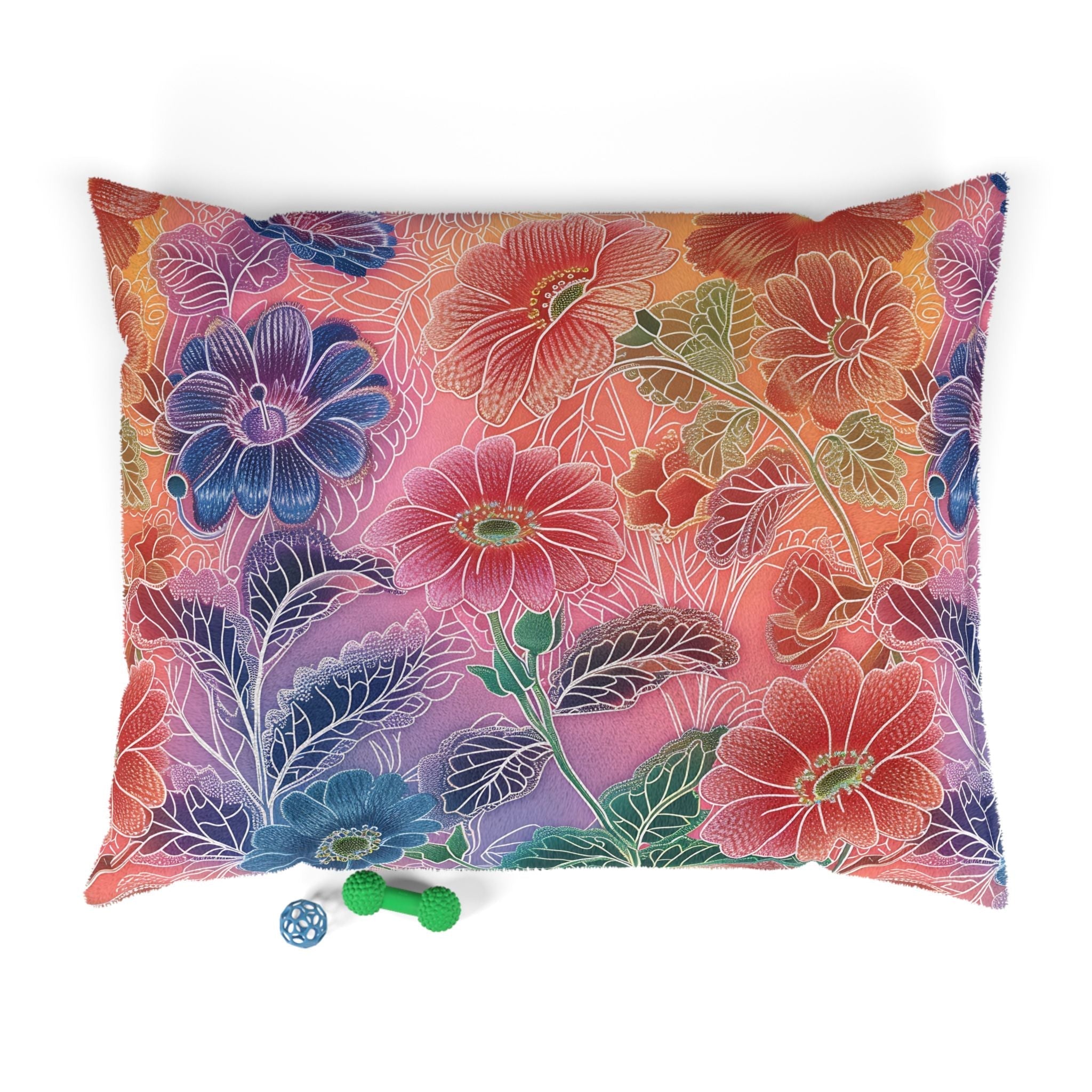 Purple and Red Floral Pet Bed, Artsulli - Art is Long, Life is Short, Pets, Size, 50" × 40", , , , , 33289233495451732642