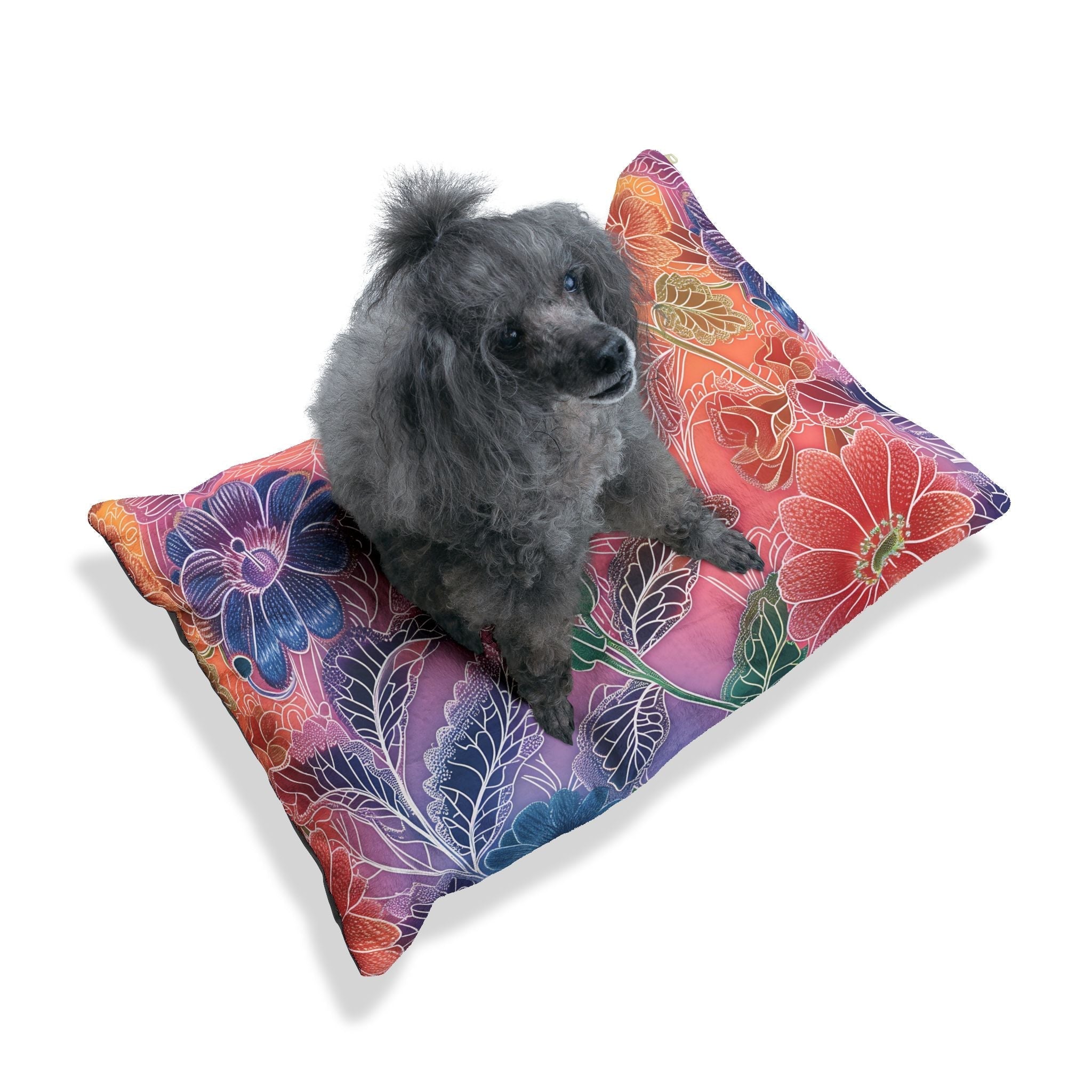 Purple and Red Floral Pet Bed, Artsulli - Art is Long, Life is Short, Pets, , , , , , , 