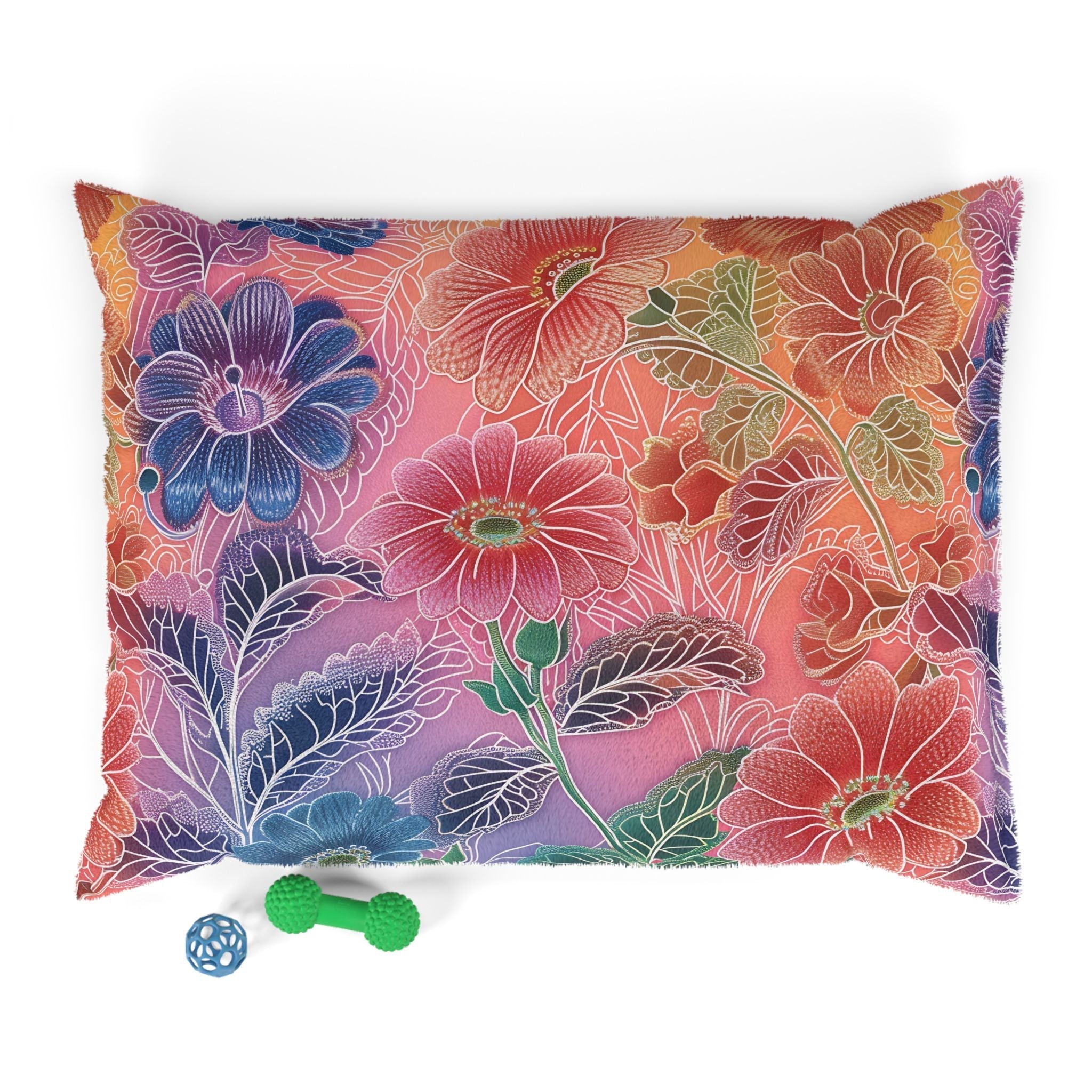 Purple and Red Floral Pet Bed, Artsulli - Art is Long, Life is Short, Pets, Size, 40" × 30", , , , , 33525746144008951043