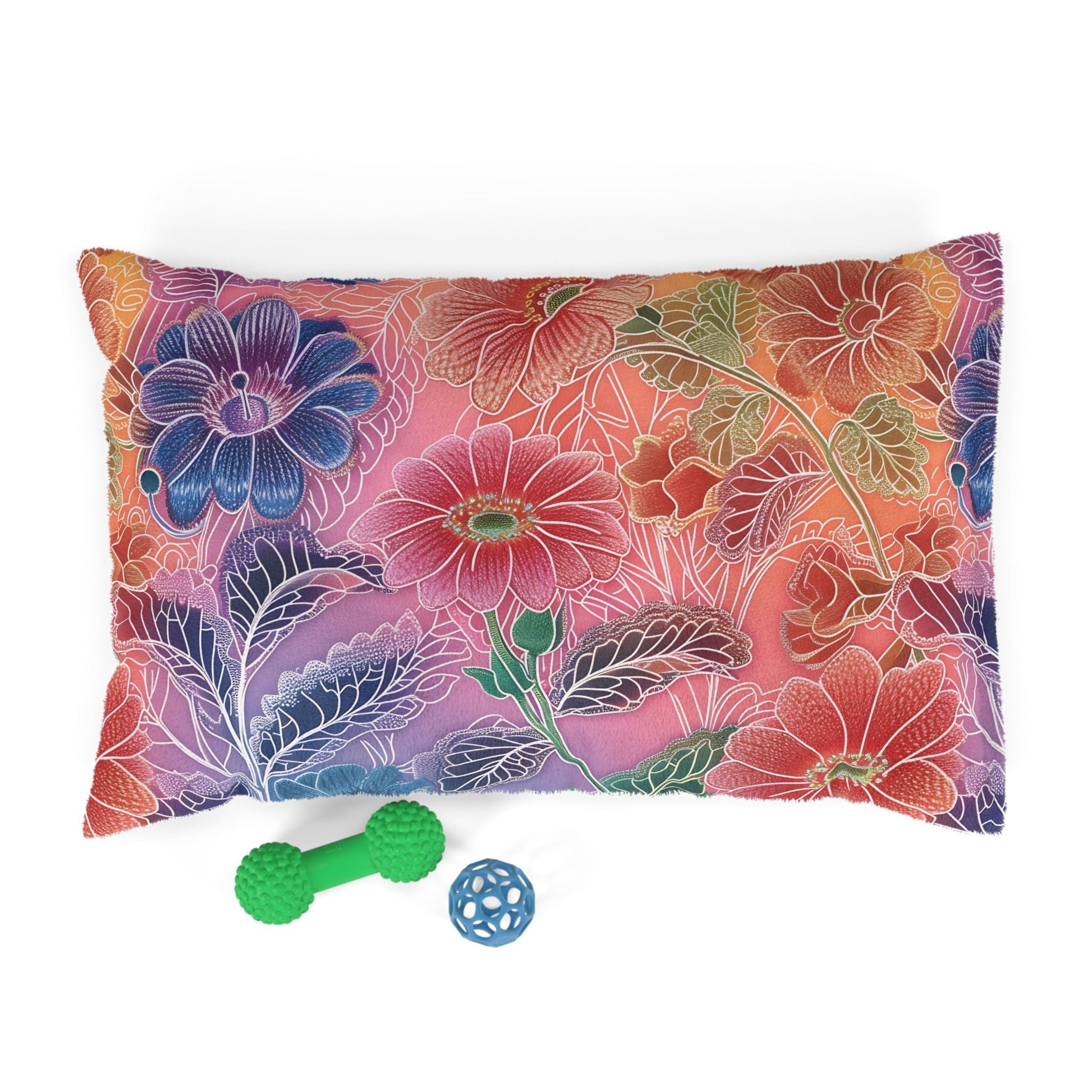 Purple and Red Floral Pet Bed, Artsulli - Art is Long, Life is Short, Pets, Size, 28" × 18", , , , , 81244592231432465017