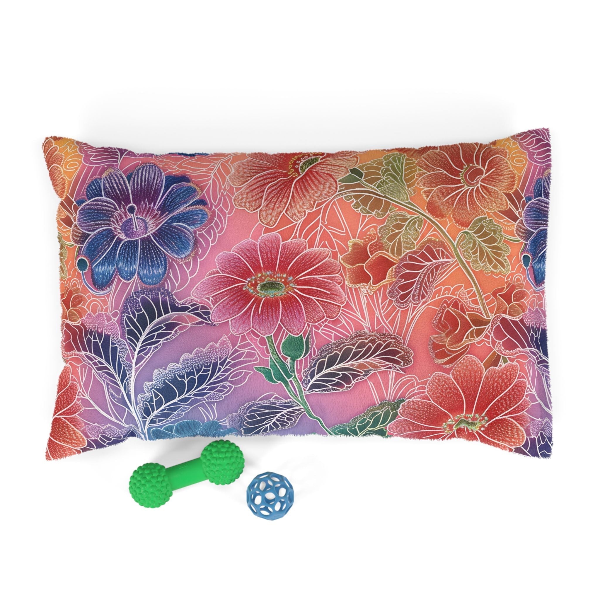 Purple and Red Floral Pet Bed, Artsulli - Art is Long, Life is Short, Pets, Size, 28" × 18", , , , , 81244592231432465017