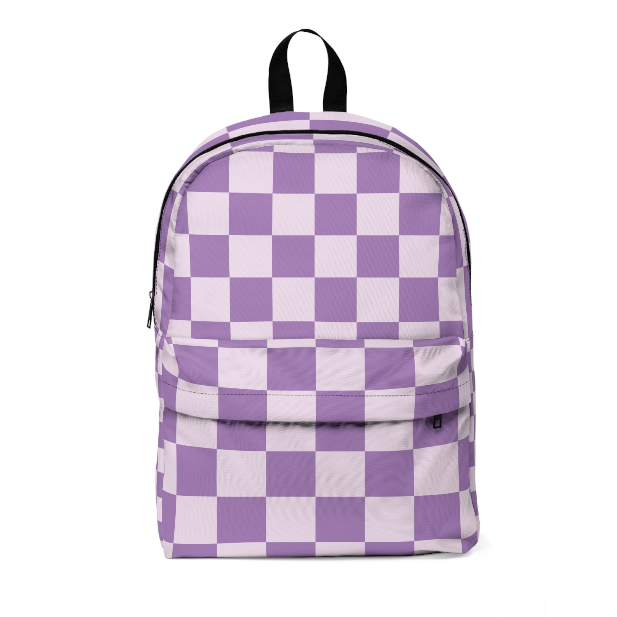 Purple and White Checkerboard Backpack, Artsulli - Art is Long, Life is Short, Bags, Size, One size, , , , , 96911802155473333084