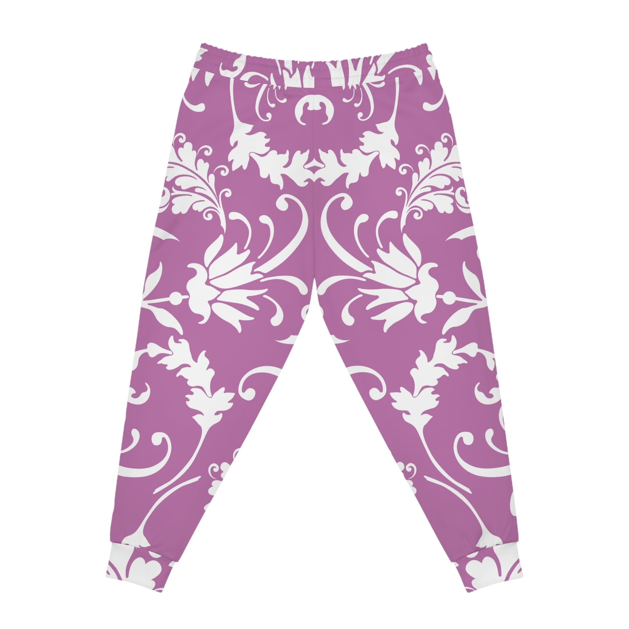Purple and White Damask Print Joggers, Artsulli - Art is Long, Life is Short, All Over Prints, , , , , , , 