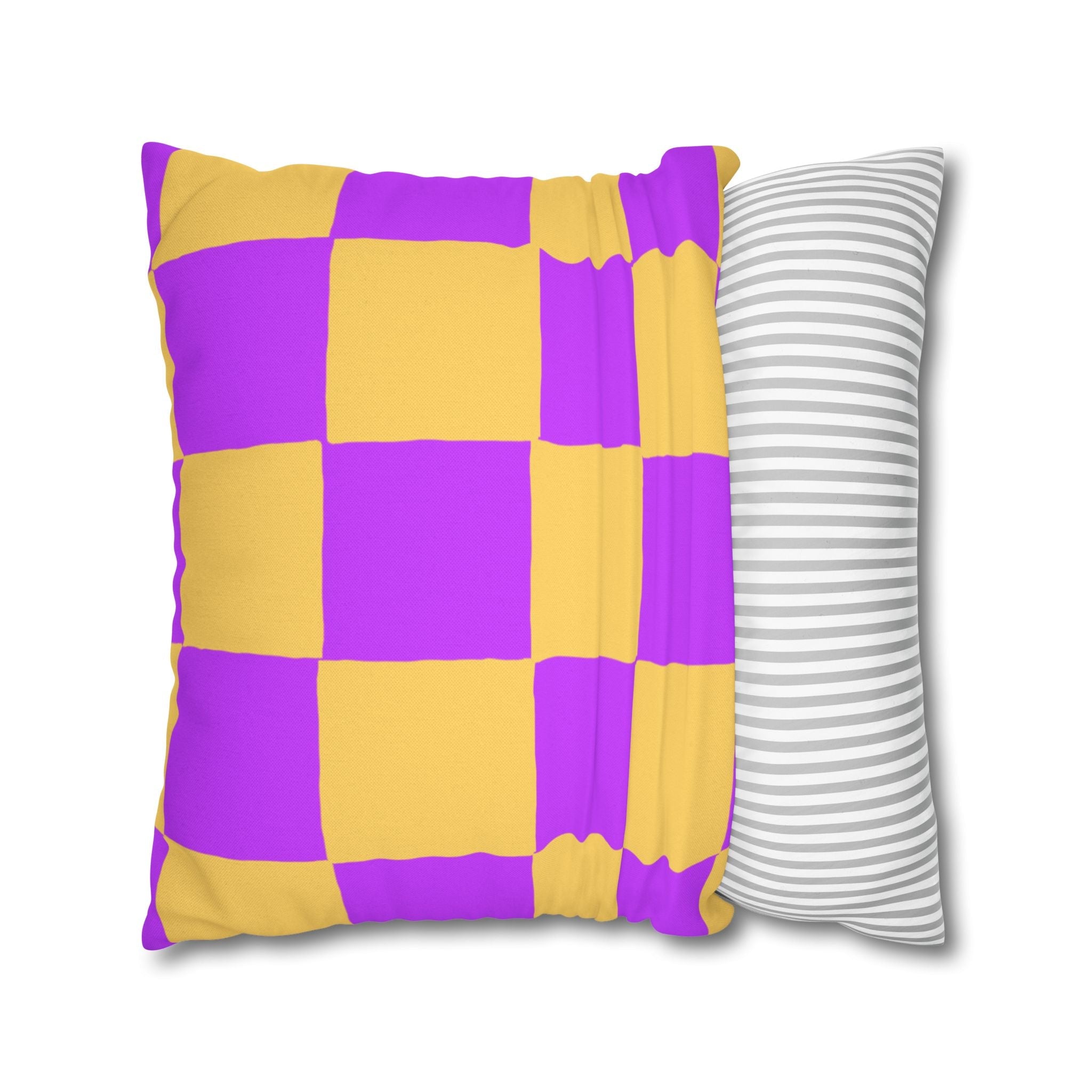 Purple and Yellow Checkerboard Throw Pillow, Artsulli - Art is Long, Life is Short, Home Decor, , , , , , , 