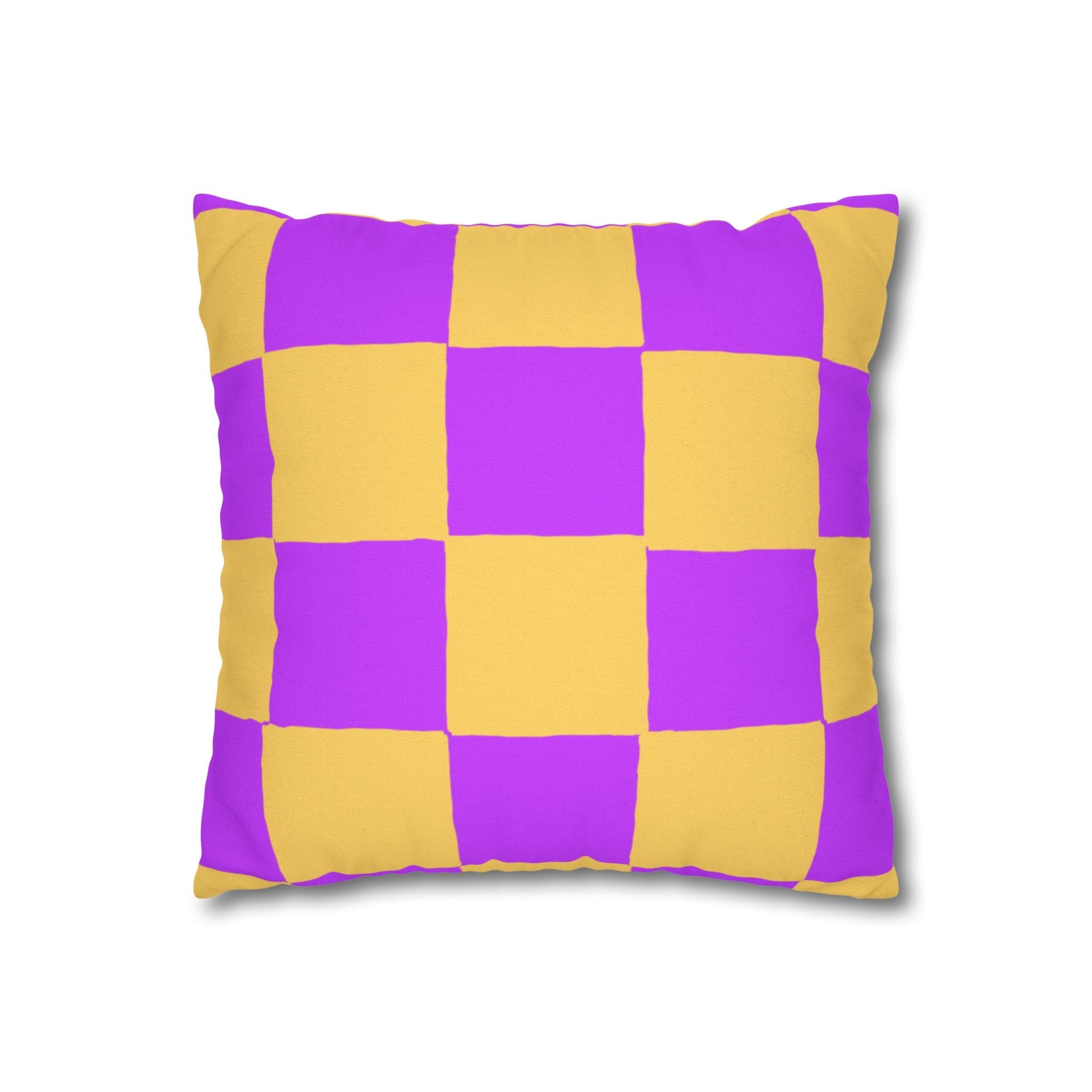 Purple and Yellow Checkerboard Throw Pillow, Artsulli - Art is Long, Life is Short, Home Decor, , , , , , , 