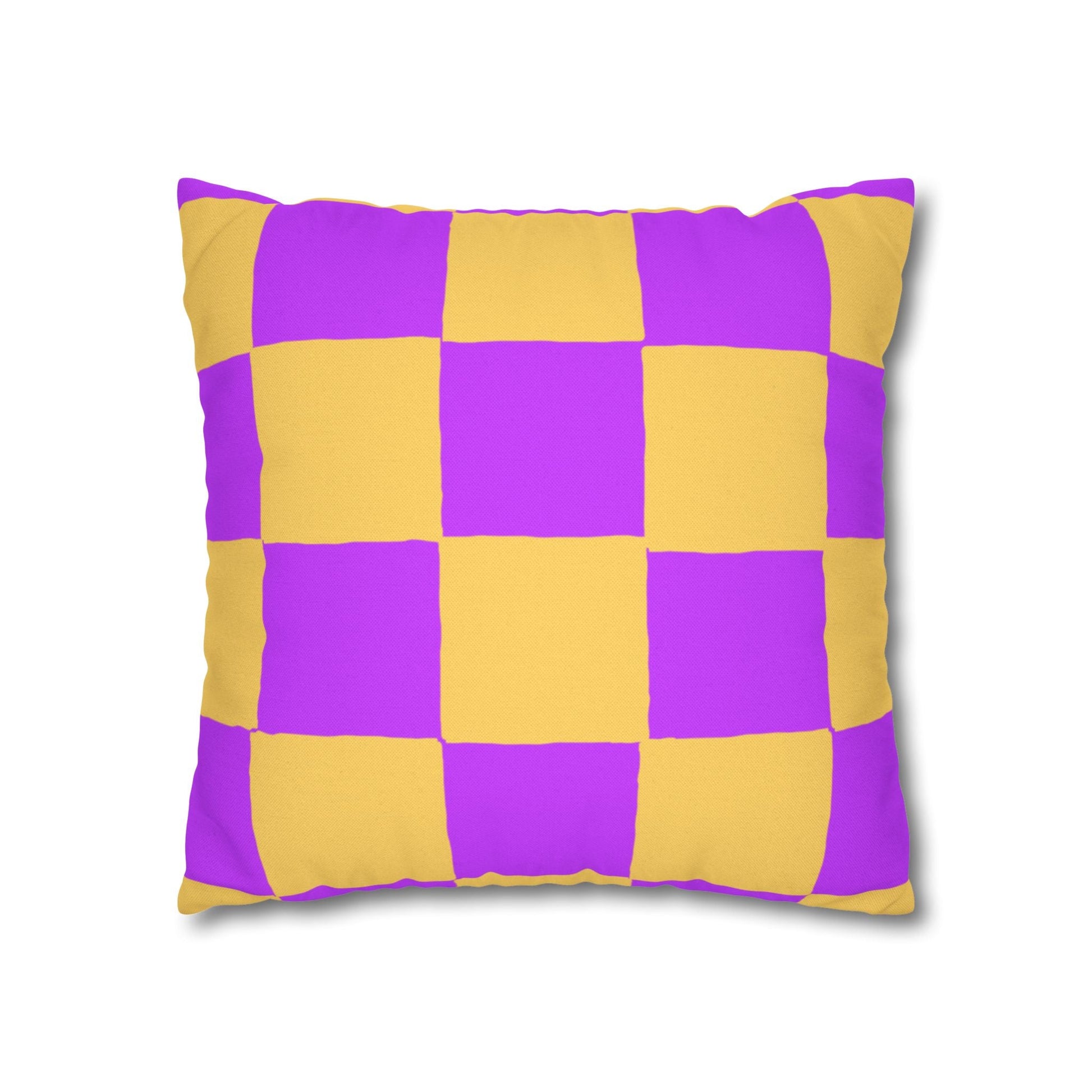 Purple and Yellow Checkerboard Throw Pillow, Artsulli - Art is Long, Life is Short, Home Decor, , , , , , , 