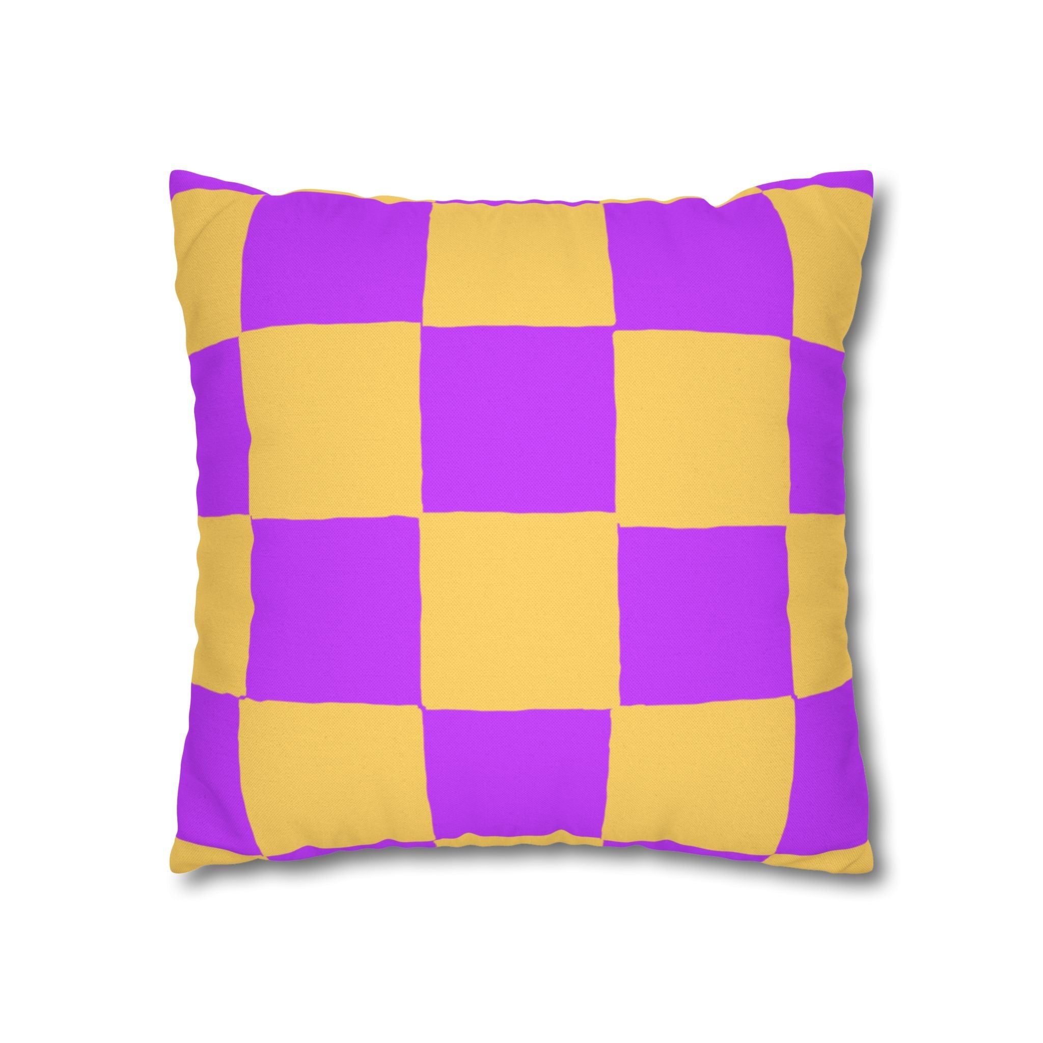 Purple and Yellow Checkerboard Throw Pillow, Artsulli - Art is Long, Life is Short, Home Decor, , , , , , , 