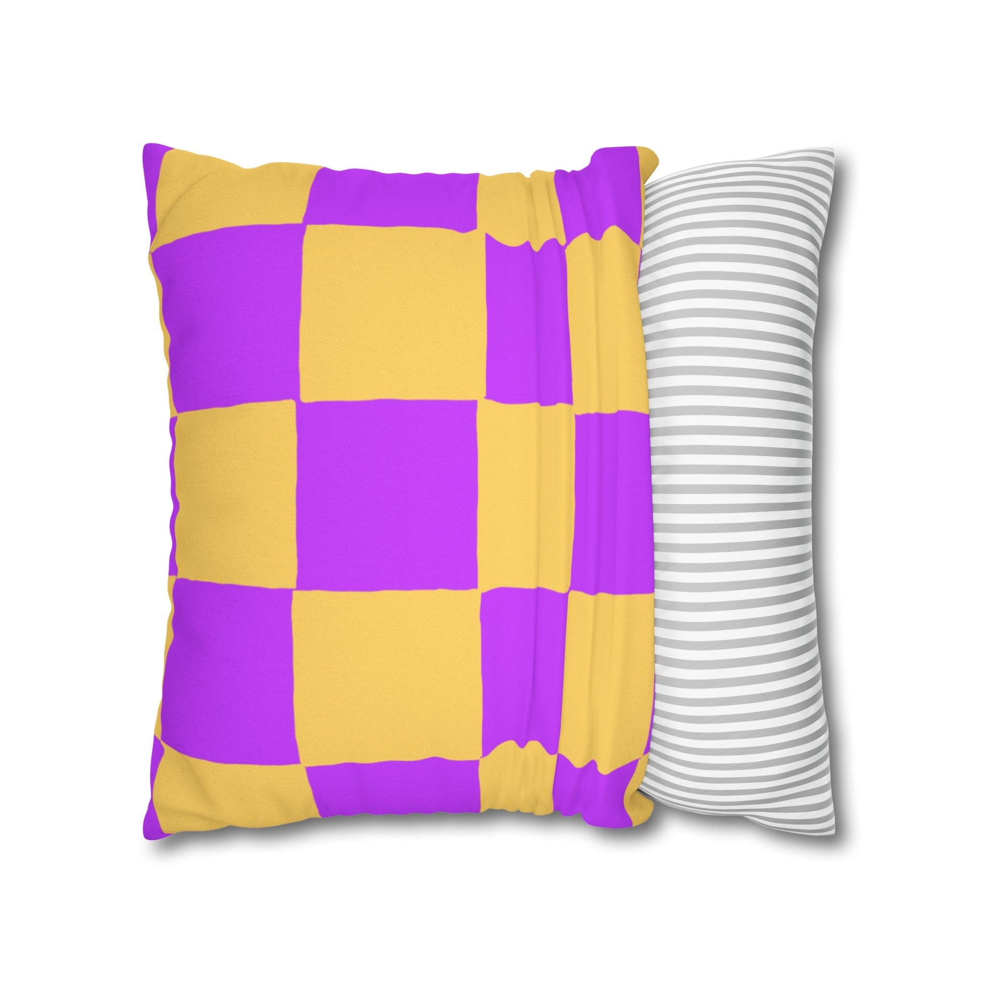 Purple and Yellow Checkerboard Throw Pillow, Artsulli - Art is Long, Life is Short, Home Decor, , , , , , , 