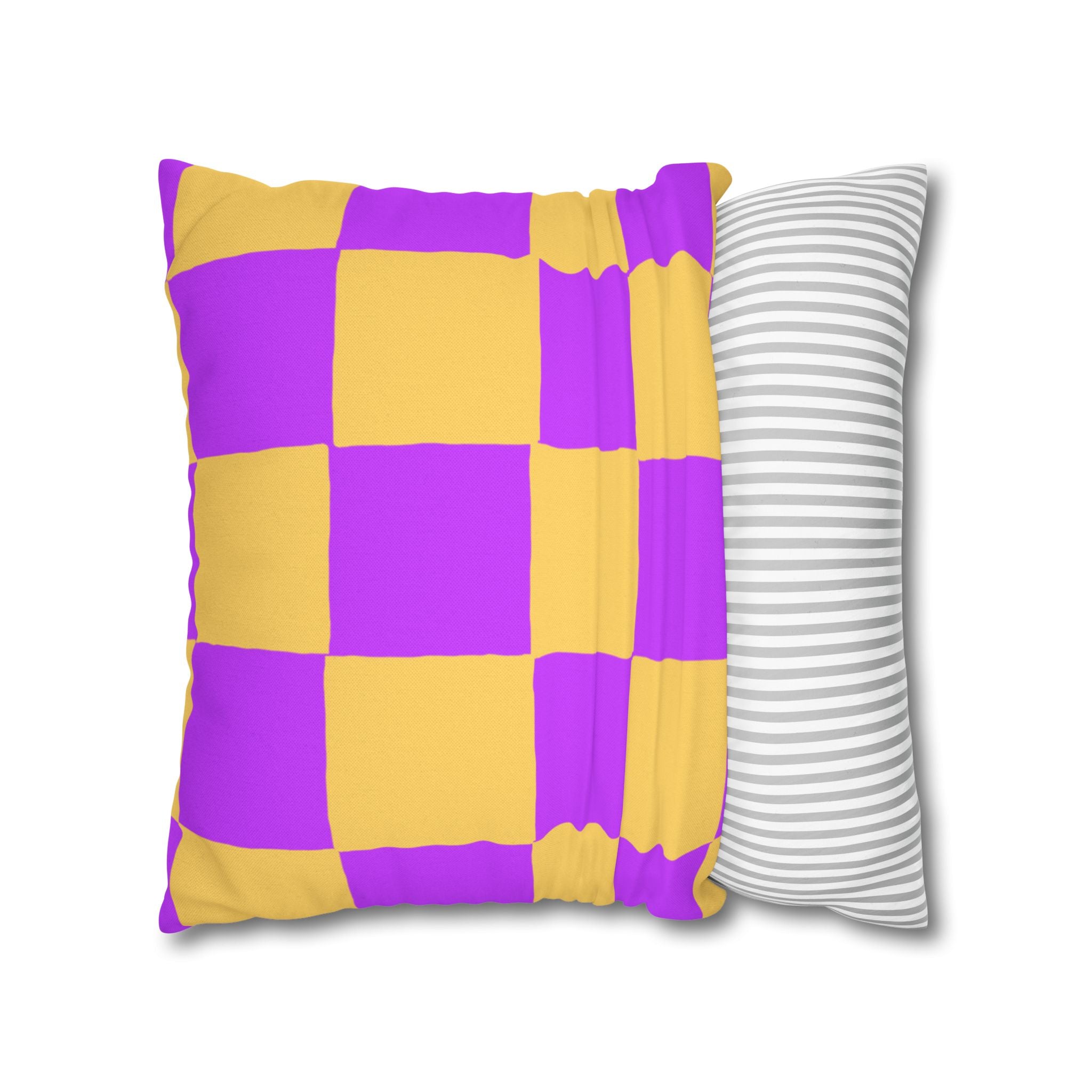 Purple and Yellow Checkerboard Throw Pillow, Artsulli - Art is Long, Life is Short, Home Decor, , , , , , , 