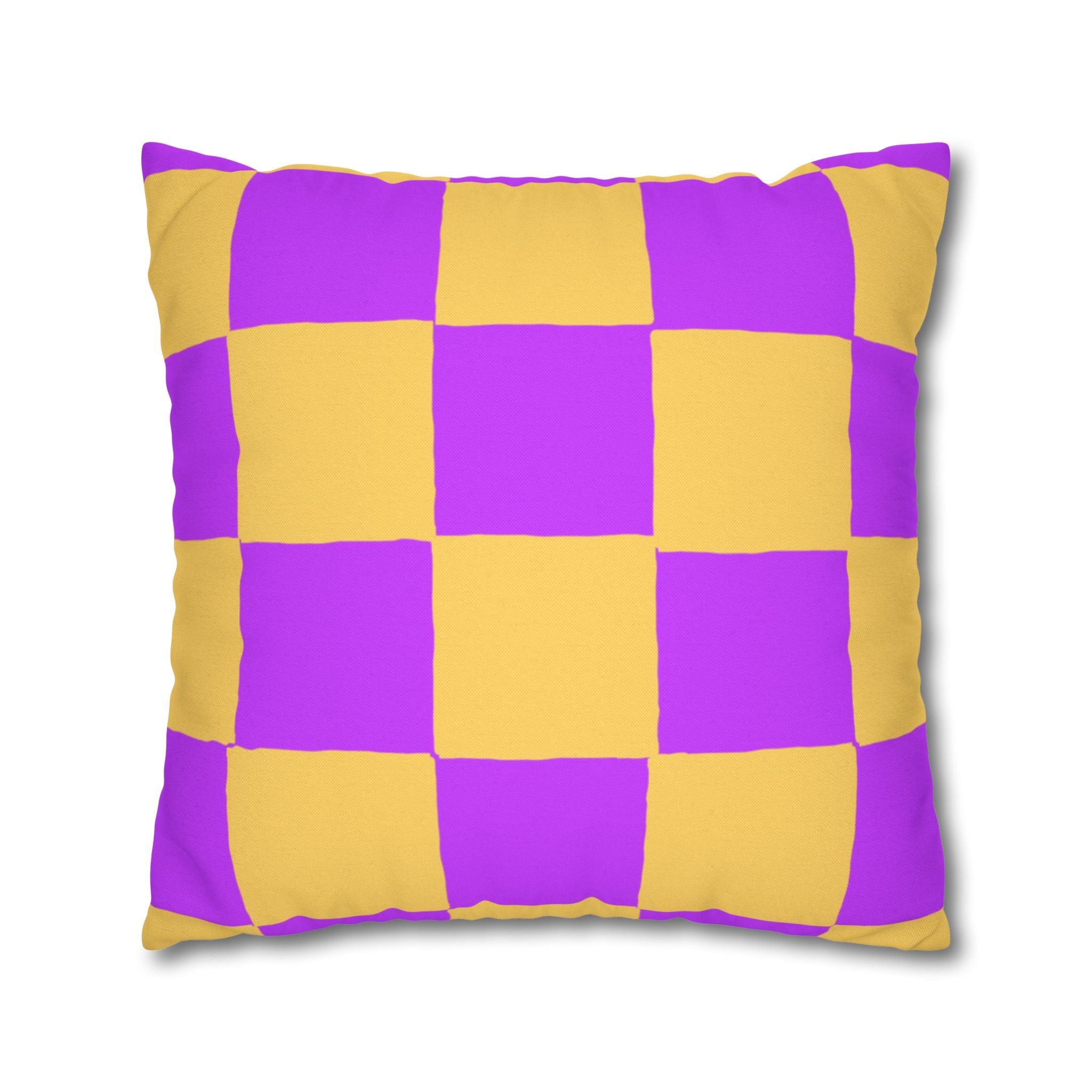 Purple and Yellow Checkerboard Throw Pillow, Artsulli - Art is Long, Life is Short, Home Decor, , , , , , , 