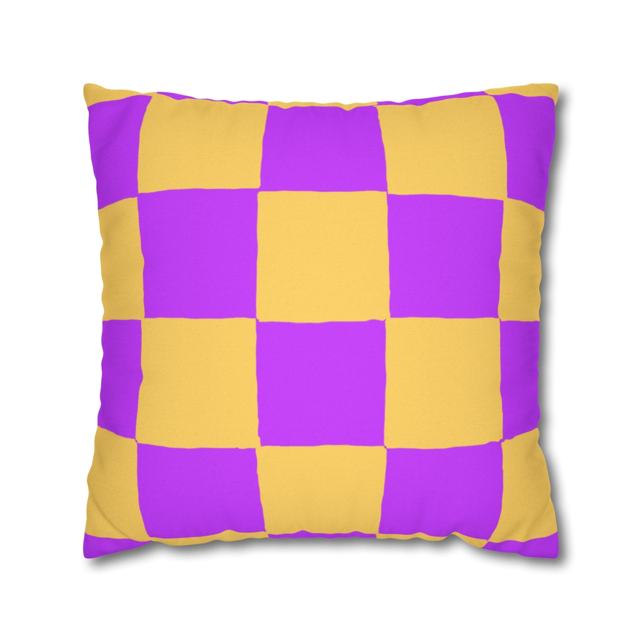 Purple and Yellow Checkerboard Throw Pillow, Artsulli - Art is Long, Life is Short, Home Decor, Size, 20" × 20", , , , , 21812173148916106674