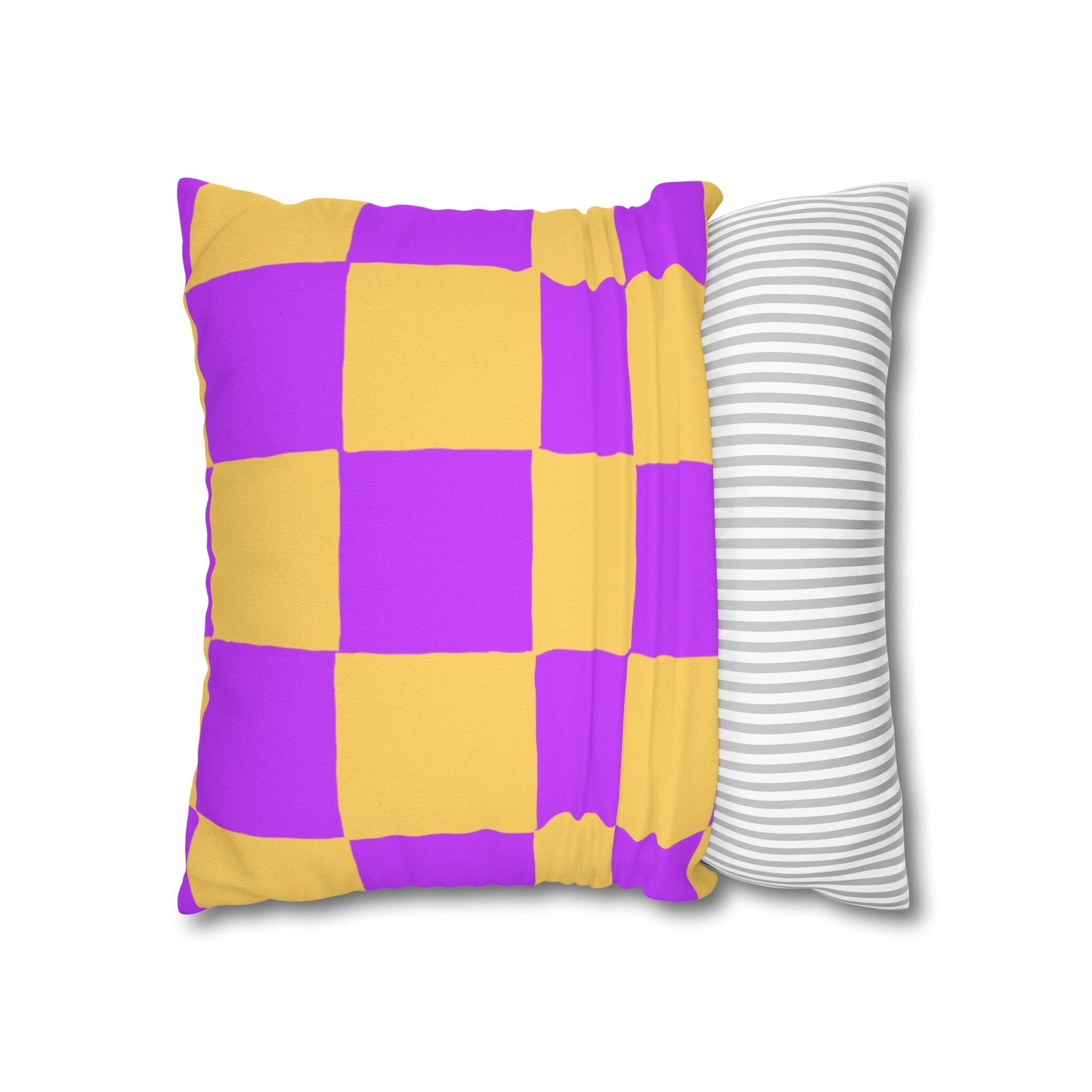 Purple and Yellow Checkerboard Throw Pillow, Artsulli - Art is Long, Life is Short, Home Decor, , , , , , , 