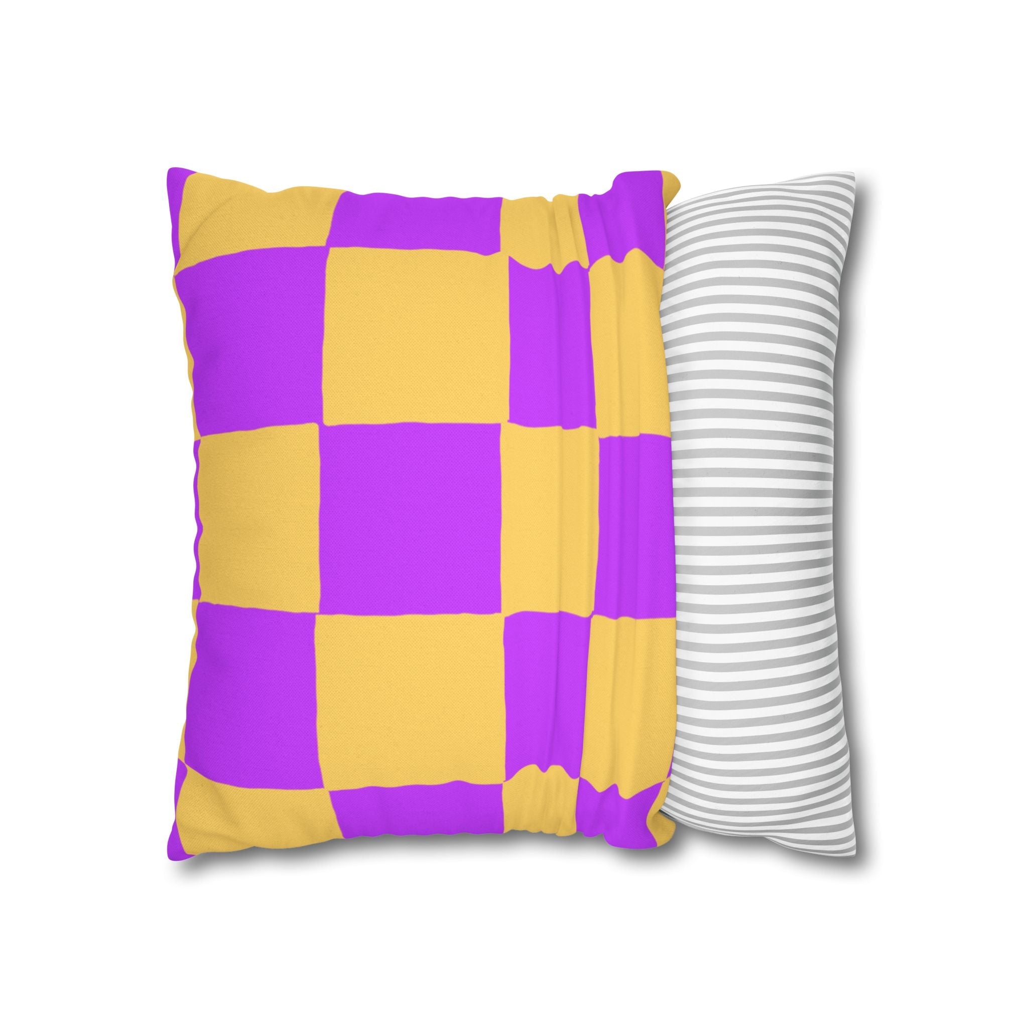 Purple and Yellow Checkerboard Throw Pillow, Artsulli - Art is Long, Life is Short, Home Decor, , , , , , , 