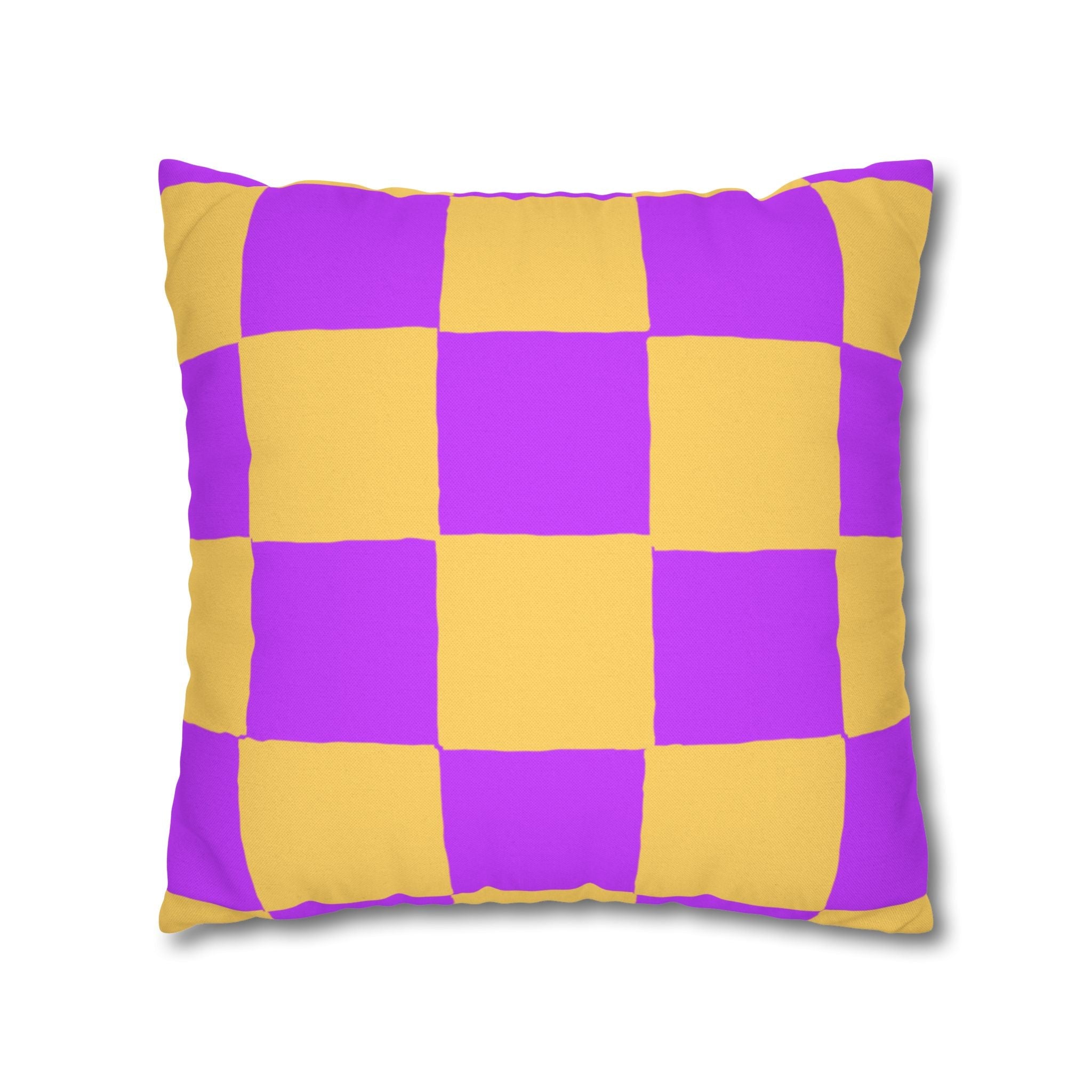 Purple and Yellow Checkerboard Throw Pillow, Artsulli - Art is Long, Life is Short, Home Decor, , , , , , , 