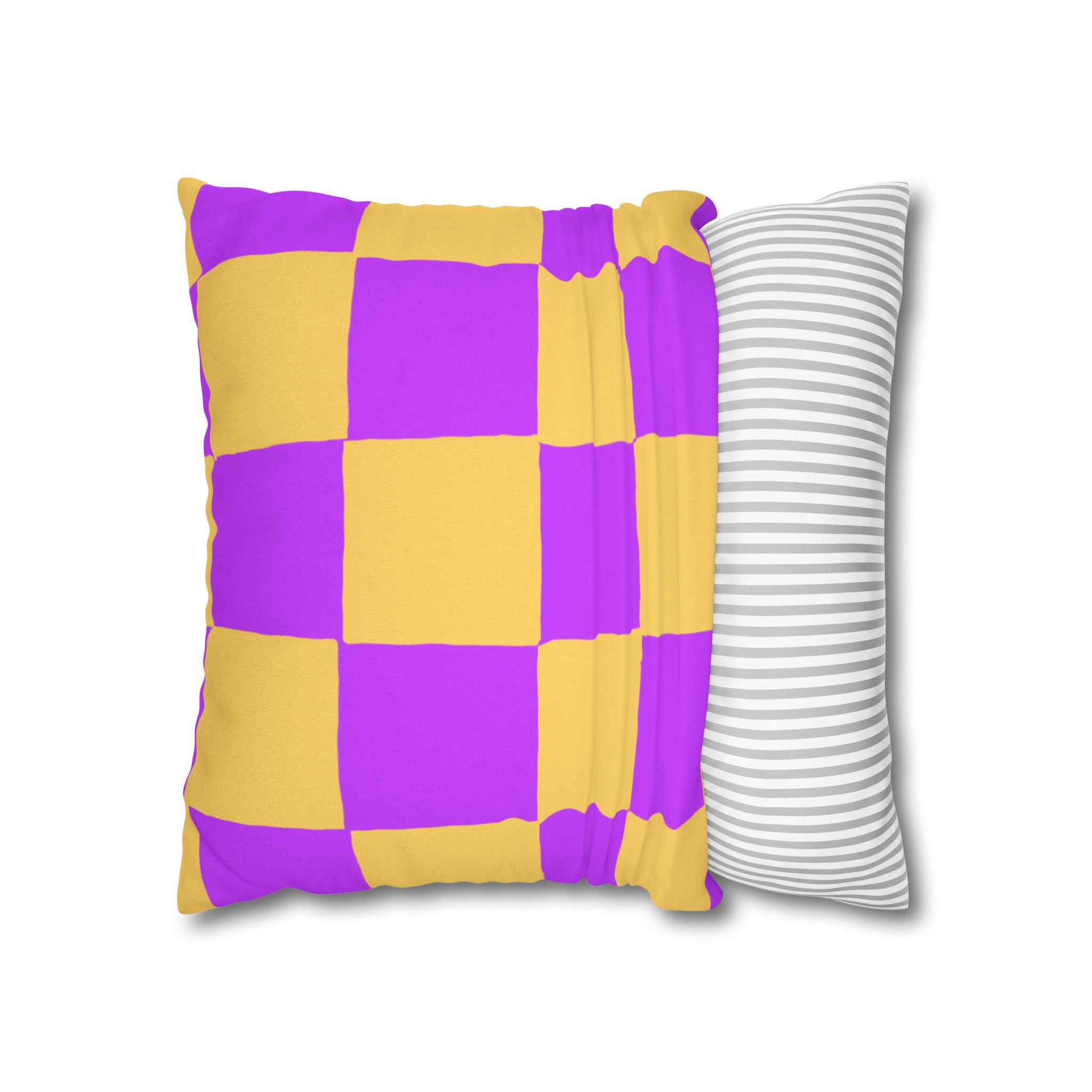 Purple and Yellow Checkerboard Throw Pillow, Artsulli - Art is Long, Life is Short, Home Decor, , , , , , , 