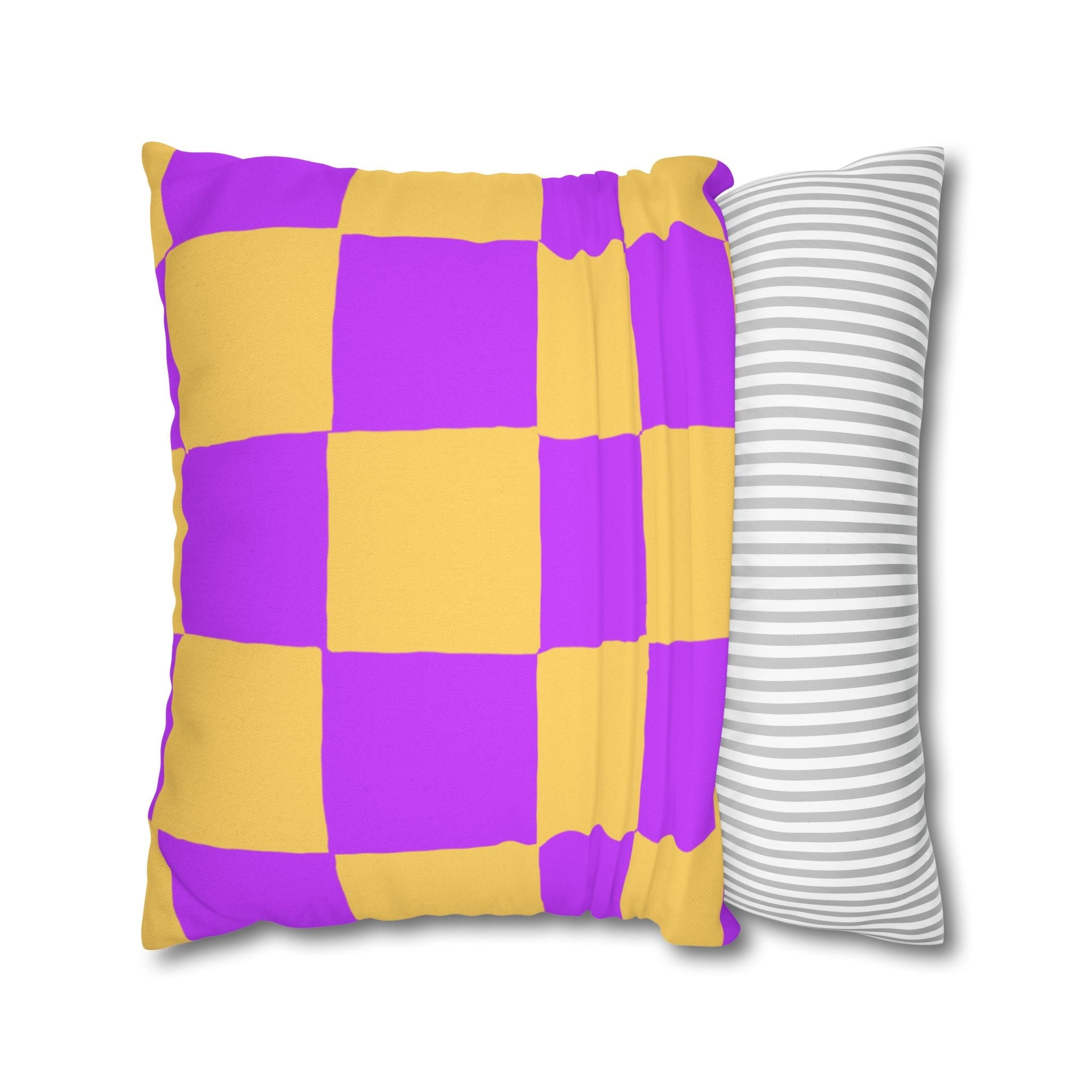 Purple and Yellow Checkerboard Throw Pillow, Artsulli - Art is Long, Life is Short, Home Decor, , , , , , , 