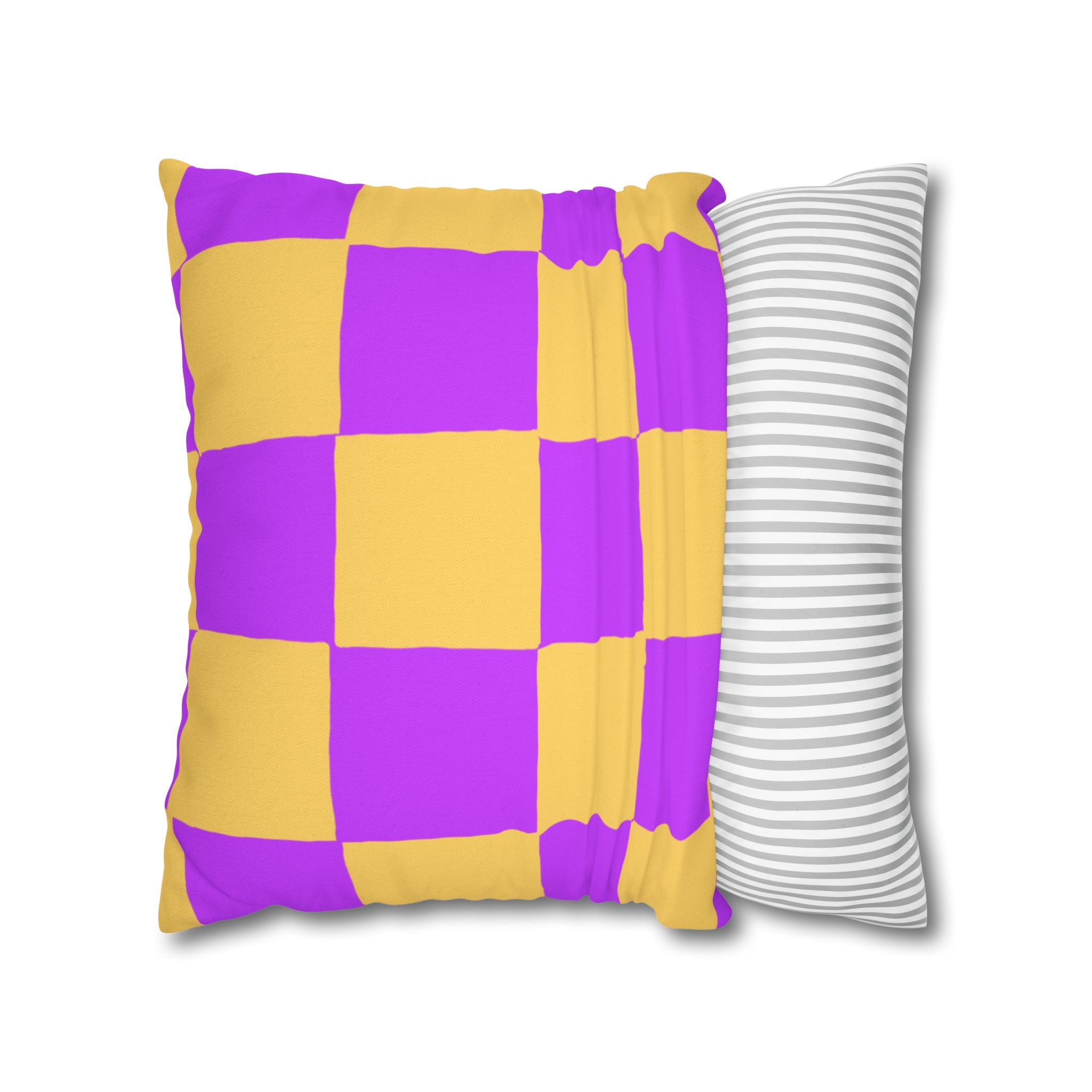 Purple and Yellow Checkerboard Throw Pillow, Artsulli - Art is Long, Life is Short, Home Decor, , , , , , , 