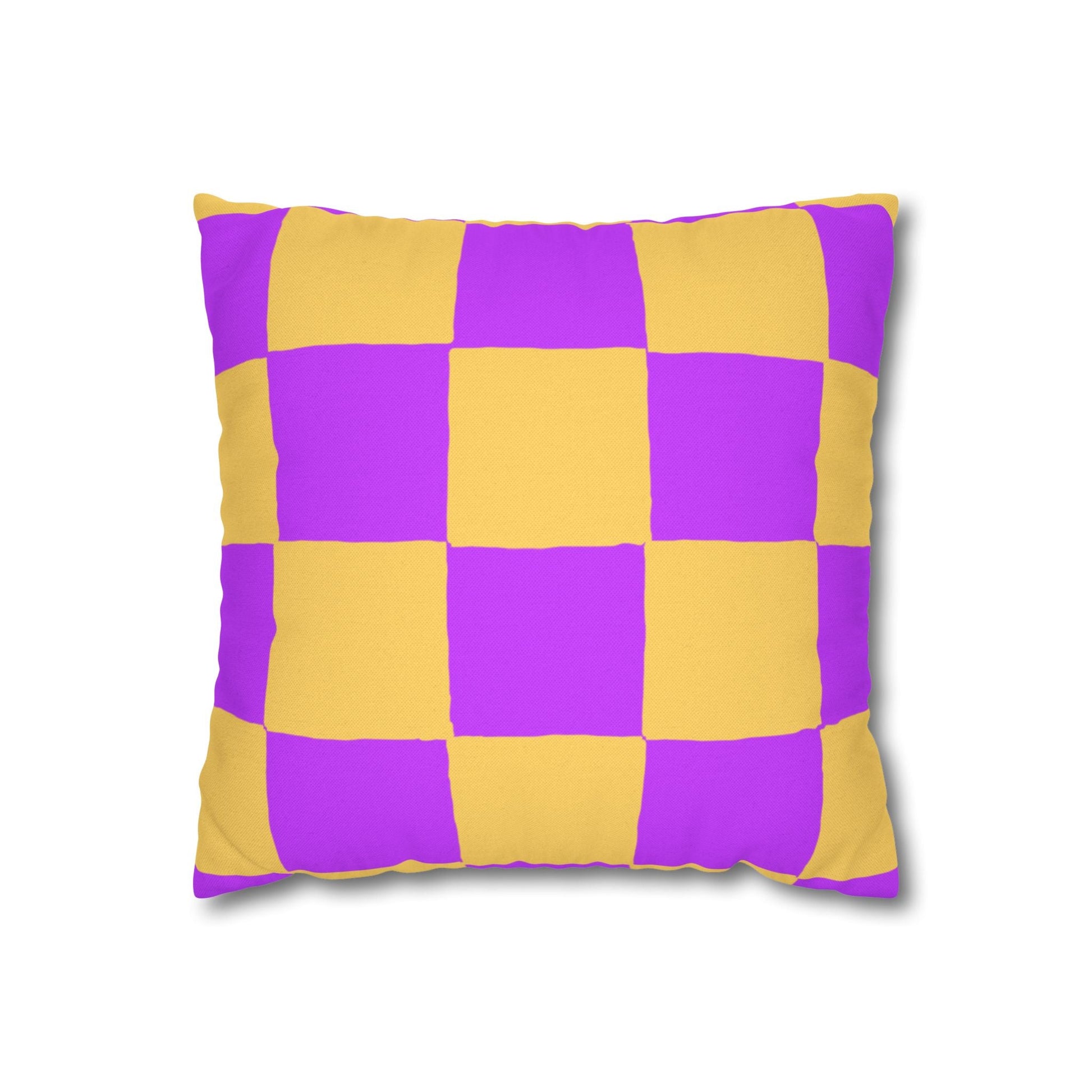Purple and Yellow Checkerboard Throw Pillow, Artsulli - Art is Long, Life is Short, Home Decor, Size, 14" × 14", , , , , 29534845948826399734