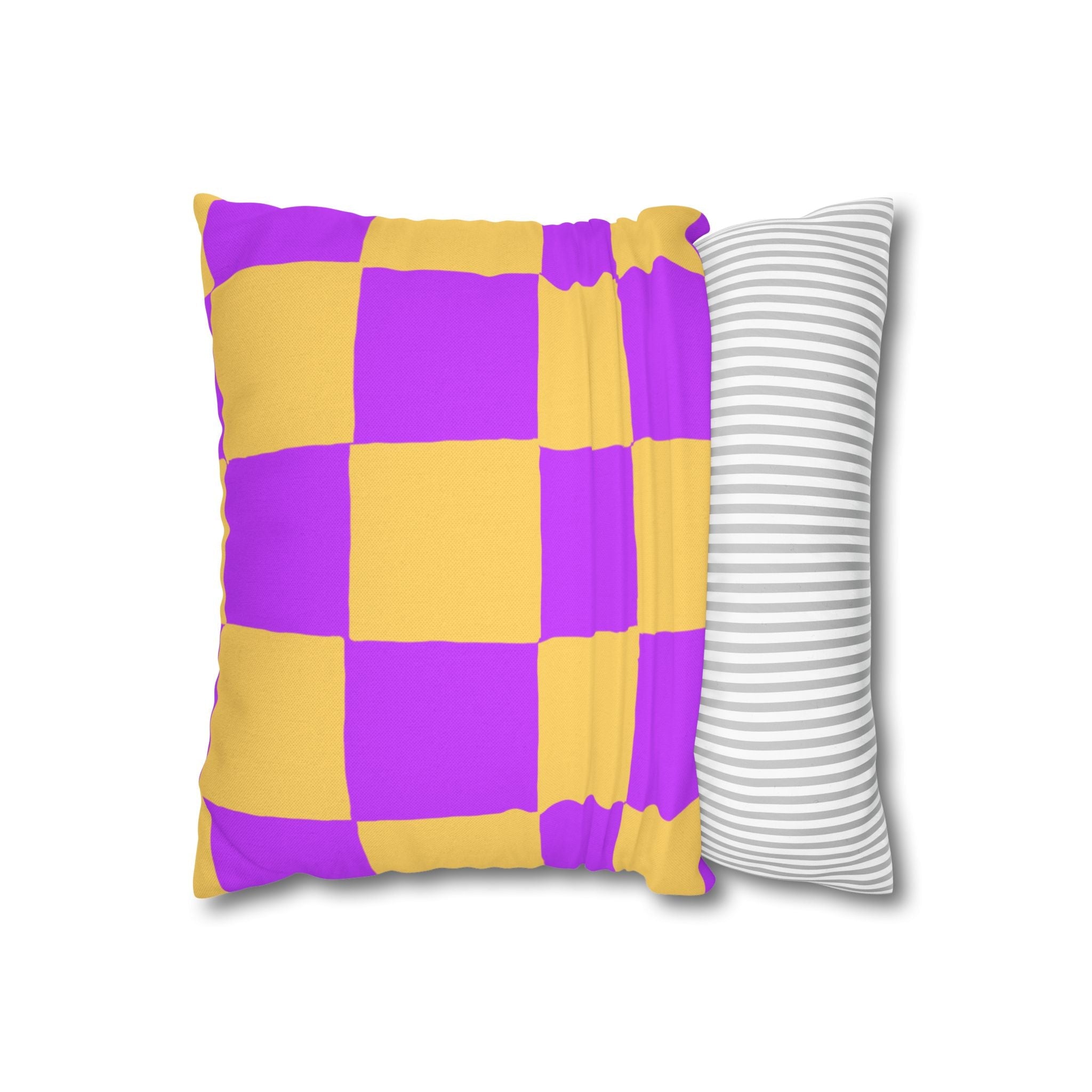 Purple and Yellow Checkerboard Throw Pillow, Artsulli - Art is Long, Life is Short, Home Decor, , , , , , , 