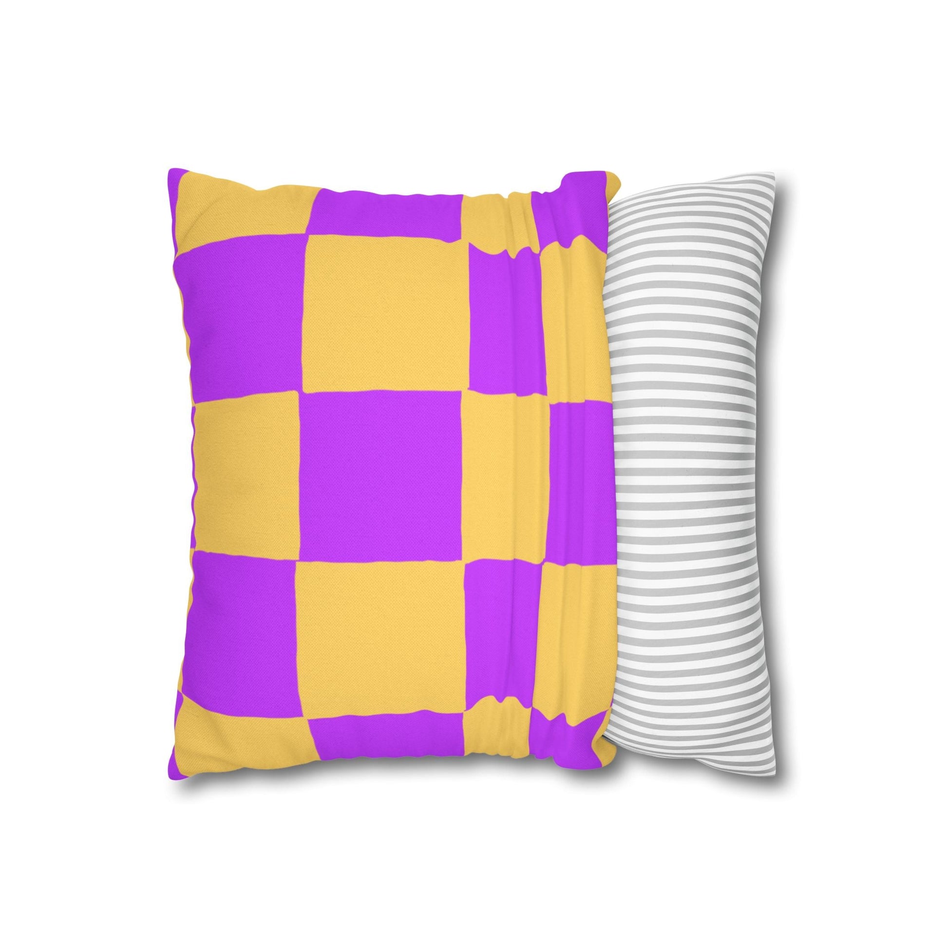 Purple and Yellow Checkerboard Throw Pillow, Artsulli - Art is Long, Life is Short, Home Decor, , , , , , , 