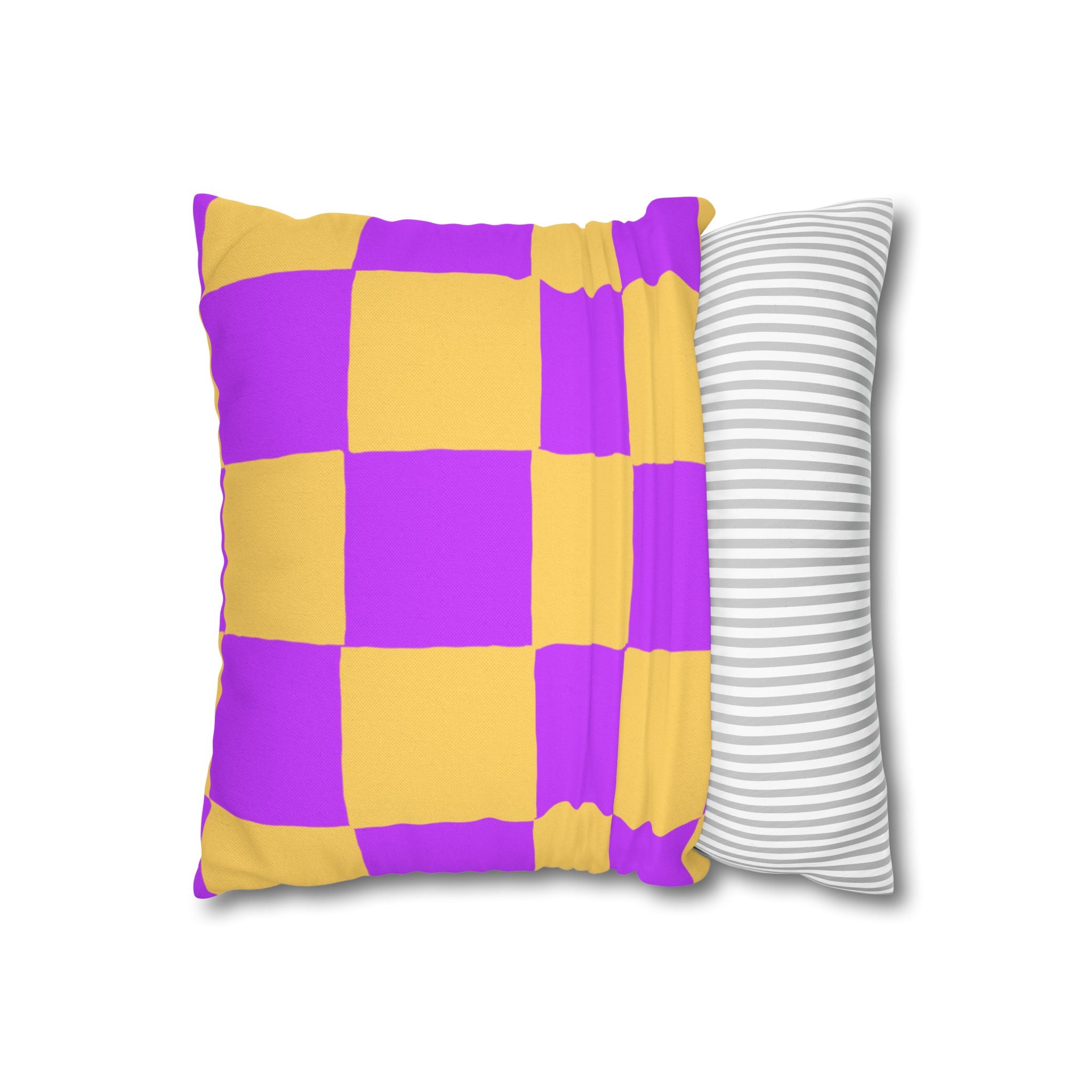 Purple and Yellow Checkerboard Throw Pillow, Artsulli - Art is Long, Life is Short, Home Decor, , , , , , , 