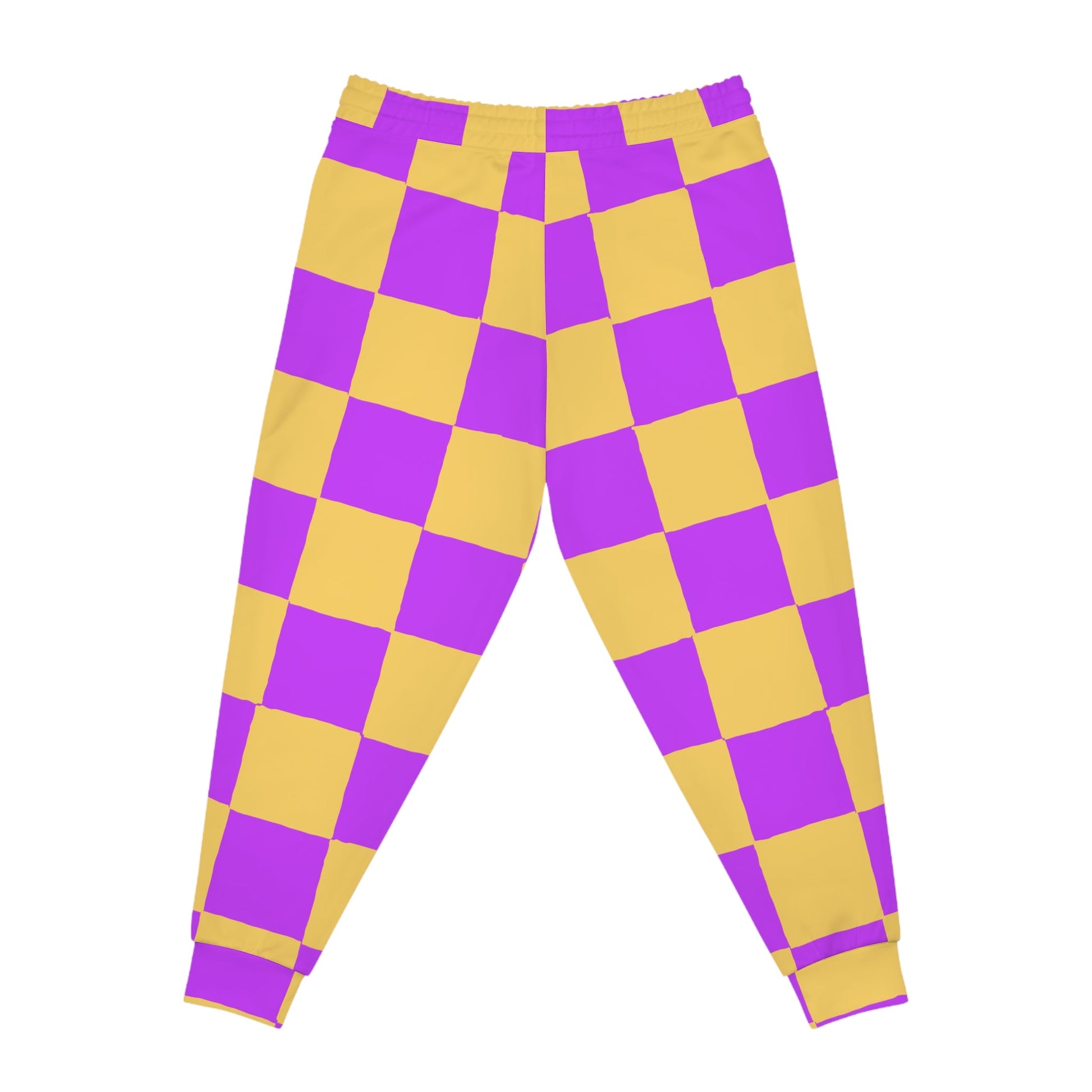 Purple and Yellow Checkered Joggers, Artsulli - Art is Long, Life is Short, All Over Prints, , , , , , , 