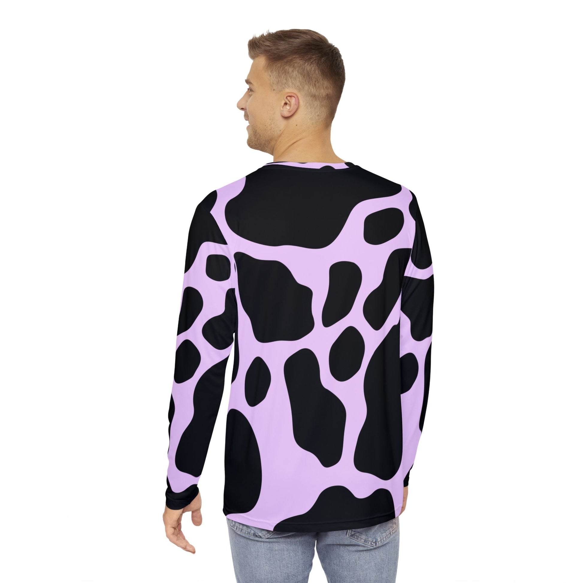 Purple Cow Print Long Sleeve Shirt, Artsulli - Art is Long, Life is Short, All Over Prints, , , , , , , 