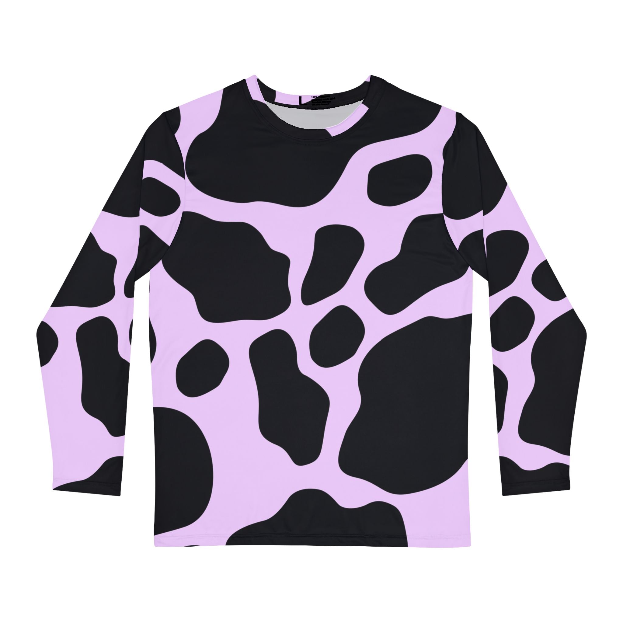 Purple Cow Print Long Sleeve Shirt, Artsulli - Art is Long, Life is Short, All Over Prints, Size, XS, , , , , 25087276622932347320