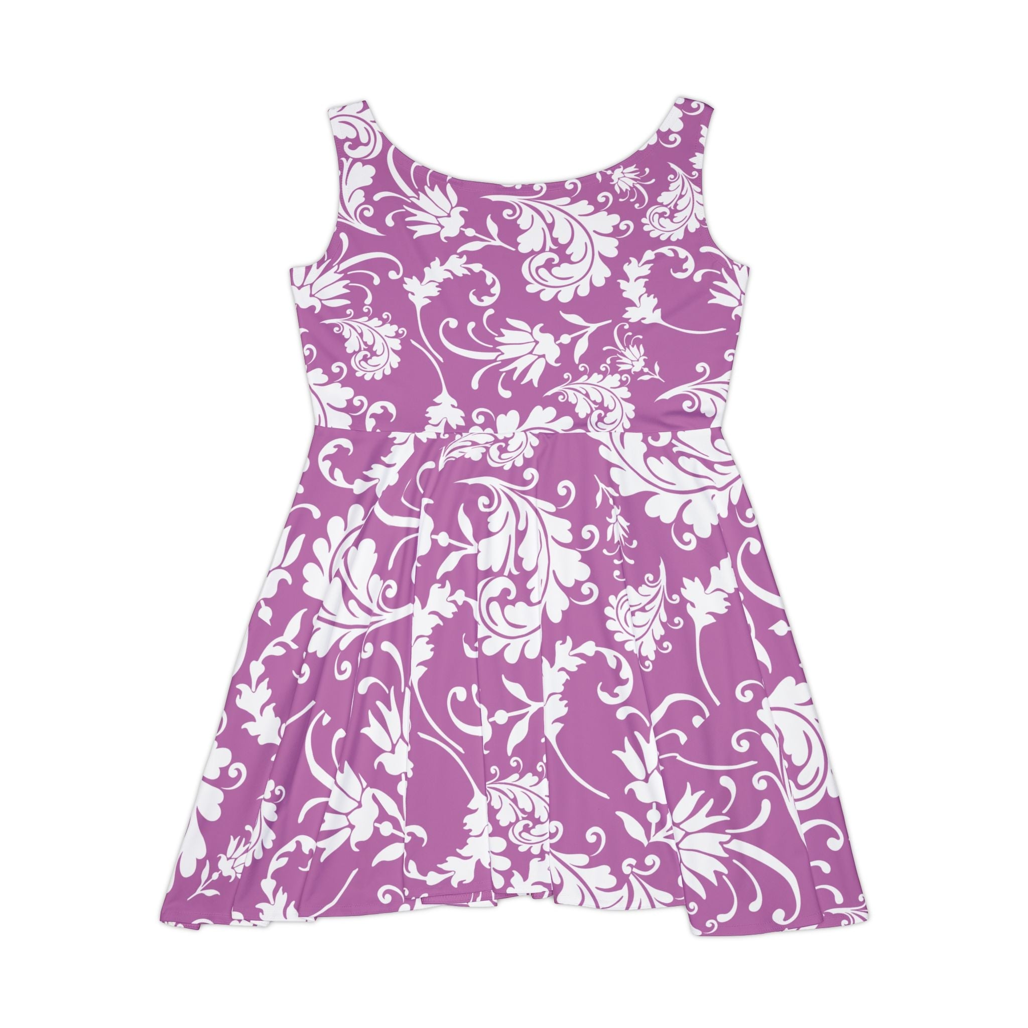 Purple Floral Skater Dress, Artsulli - Art is Long, Life is Short, All Over Prints, , , , , , , 