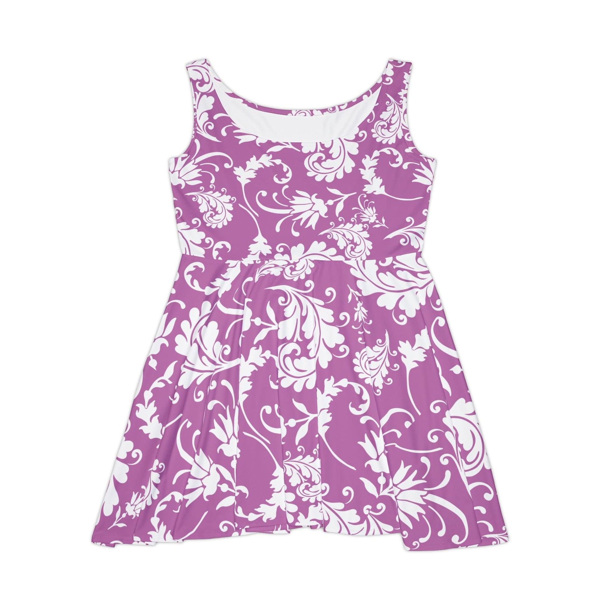 Purple Floral Skater Dress, Artsulli - Art is Long, Life is Short, All Over Prints, Size, XS, , , , , 10608426988266348747