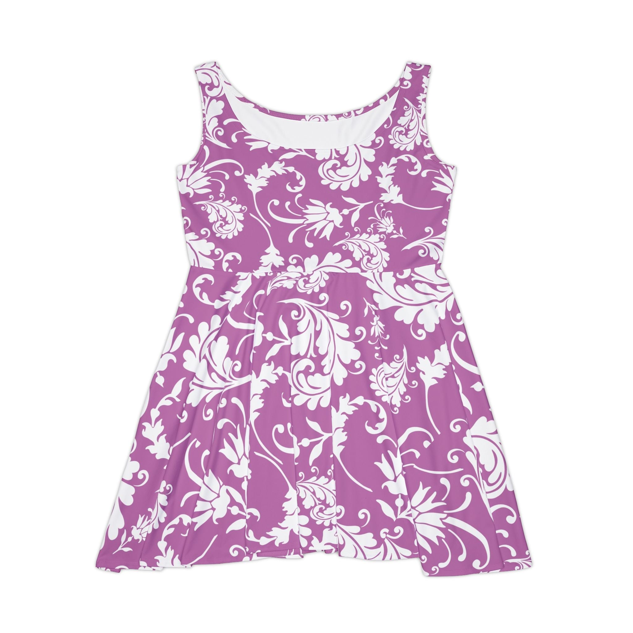 Purple Floral Skater Dress, Artsulli - Art is Long, Life is Short, All Over Prints, Size, XS, , , , , 10608426988266348747