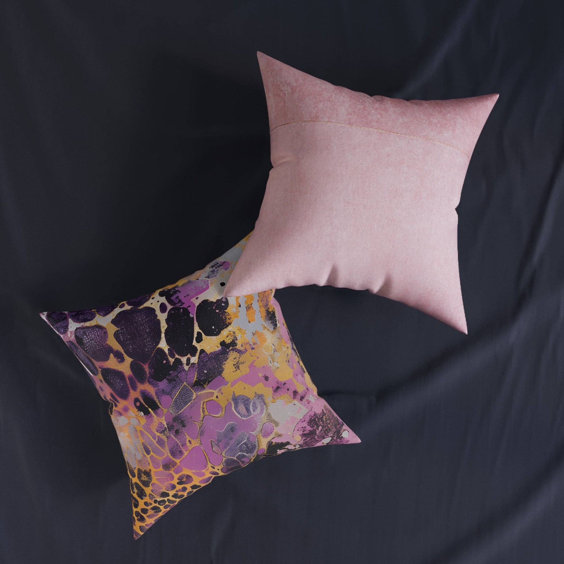 JAKKOUTTHEBXX Purple Gold Liquid Swirl Throw Pillow 2025