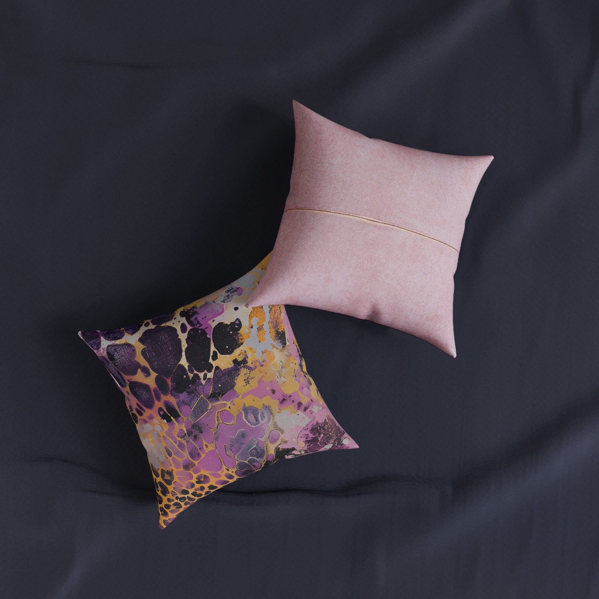 JAKKOUTTHEBXX Purple Gold Liquid Swirl Throw Pillow 2025