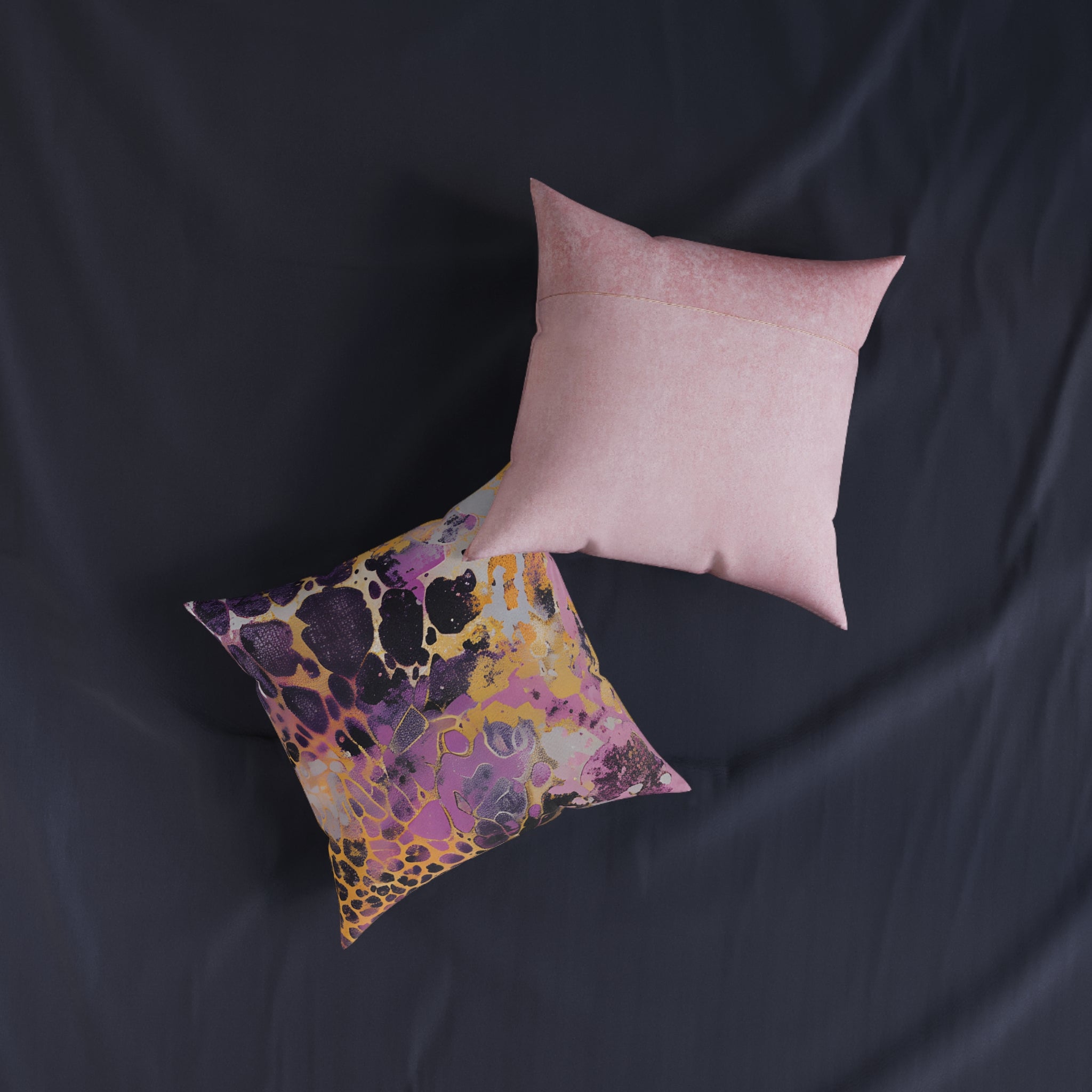 JAKKOUTTHEBXX Purple Gold Liquid Swirl Throw Pillow 2025
