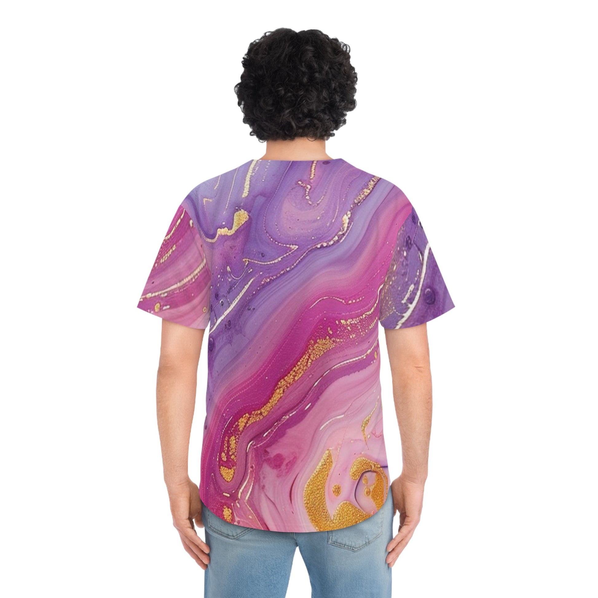 Printify Purple Pink and Gold Marble Baseball Jersey 2025