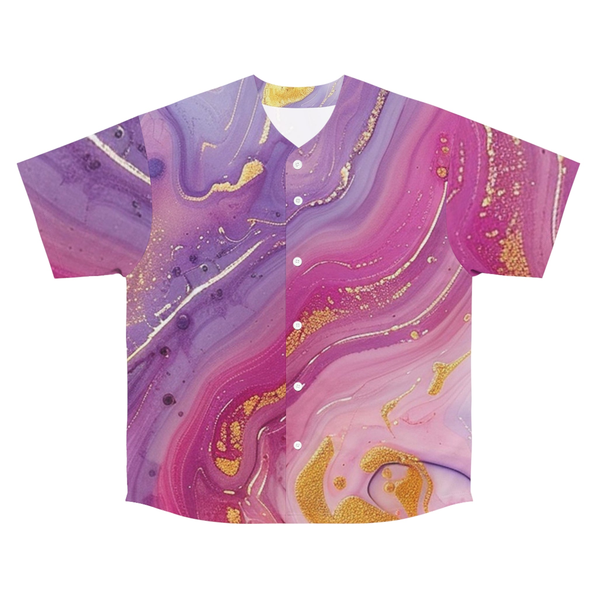 Printify Purple Pink and Gold Marble Baseball Jersey 2025