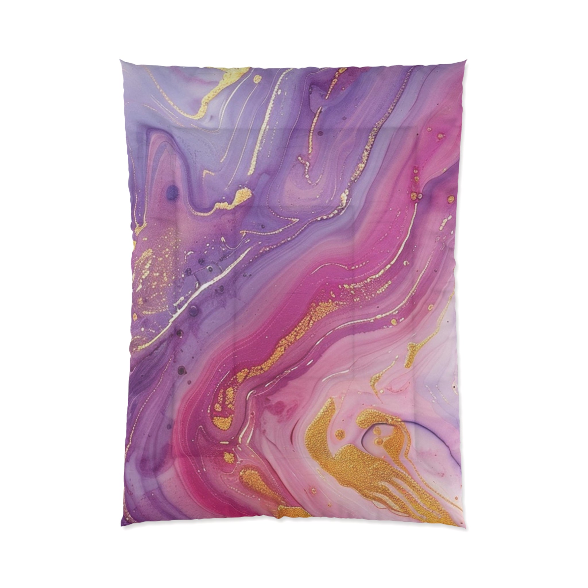 Printify Purple Pink and Gold Marble Comforter 2025
