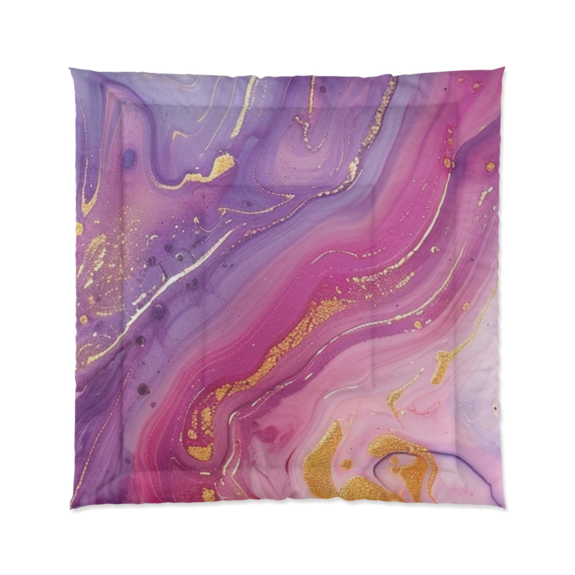 Printify Purple Pink and Gold Marble Comforter 2025