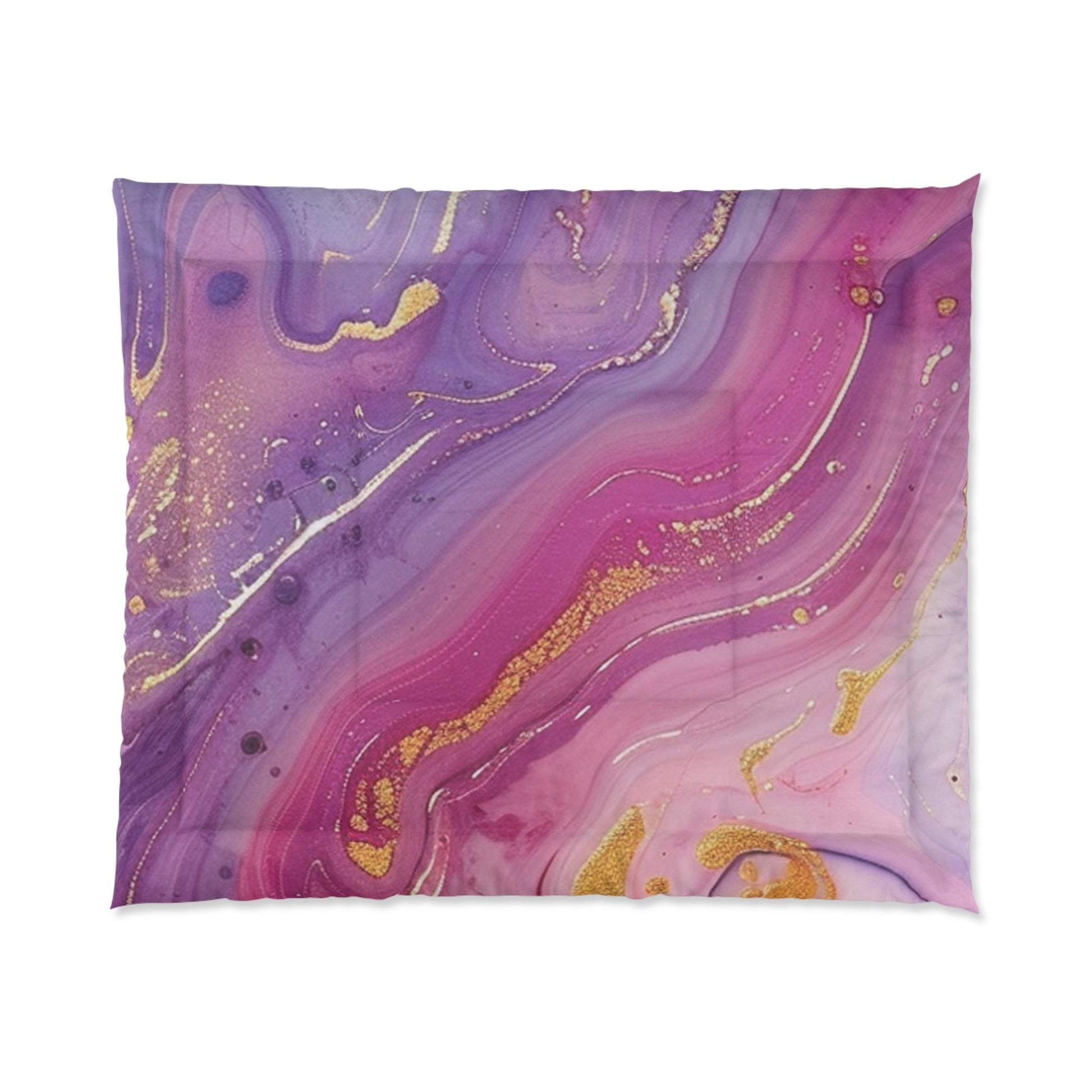 Printify Purple Pink and Gold Marble Comforter 2025
