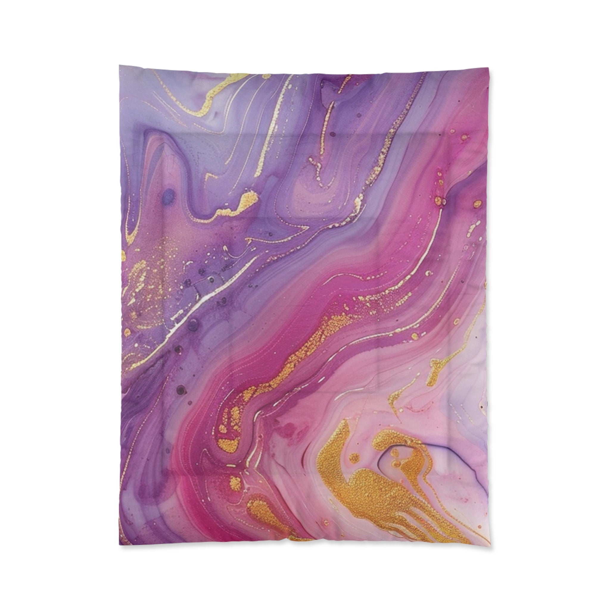 Printify Purple Pink and Gold Marble Comforter 2025