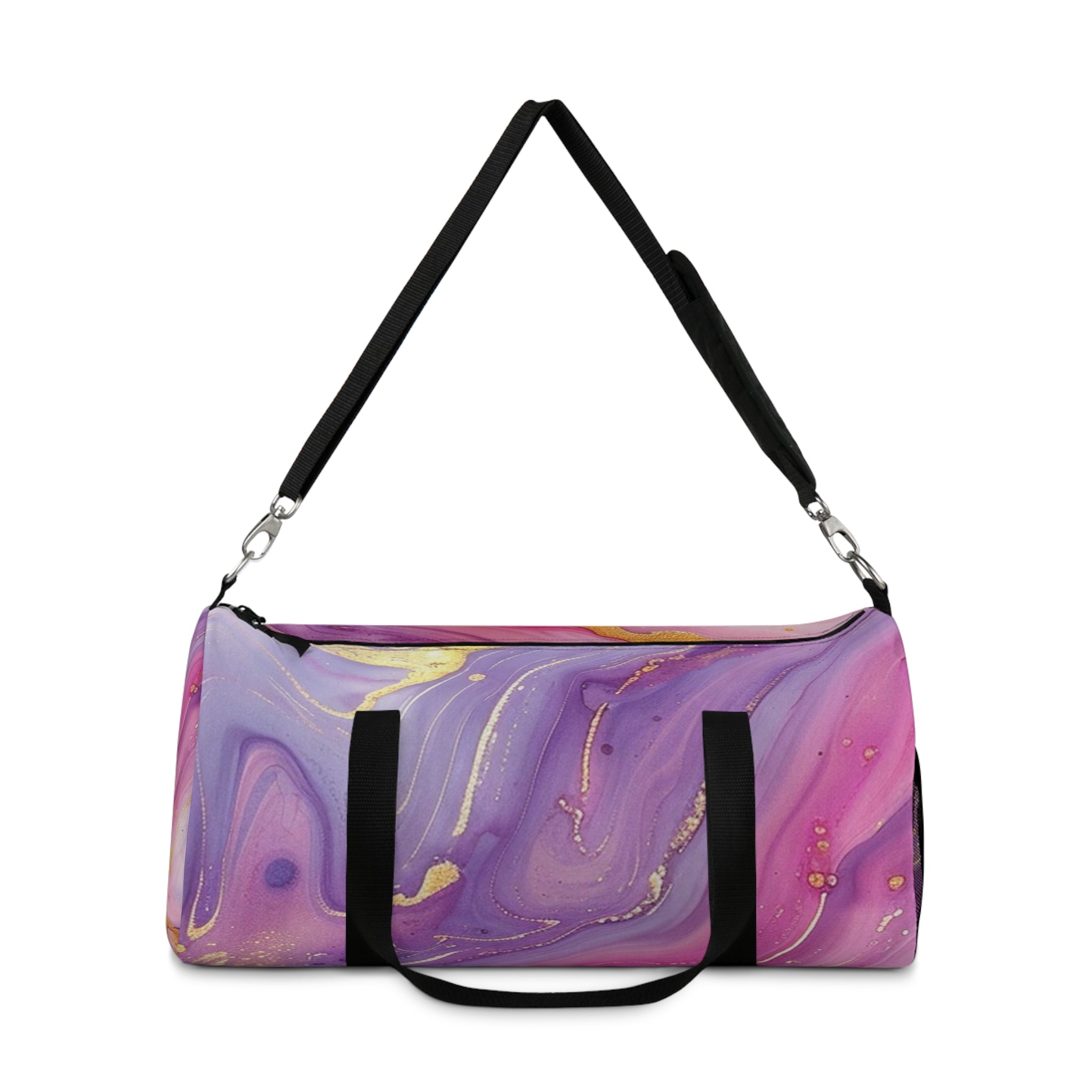 Printify Purple Pink Gold Marble Duffel Bags 2025