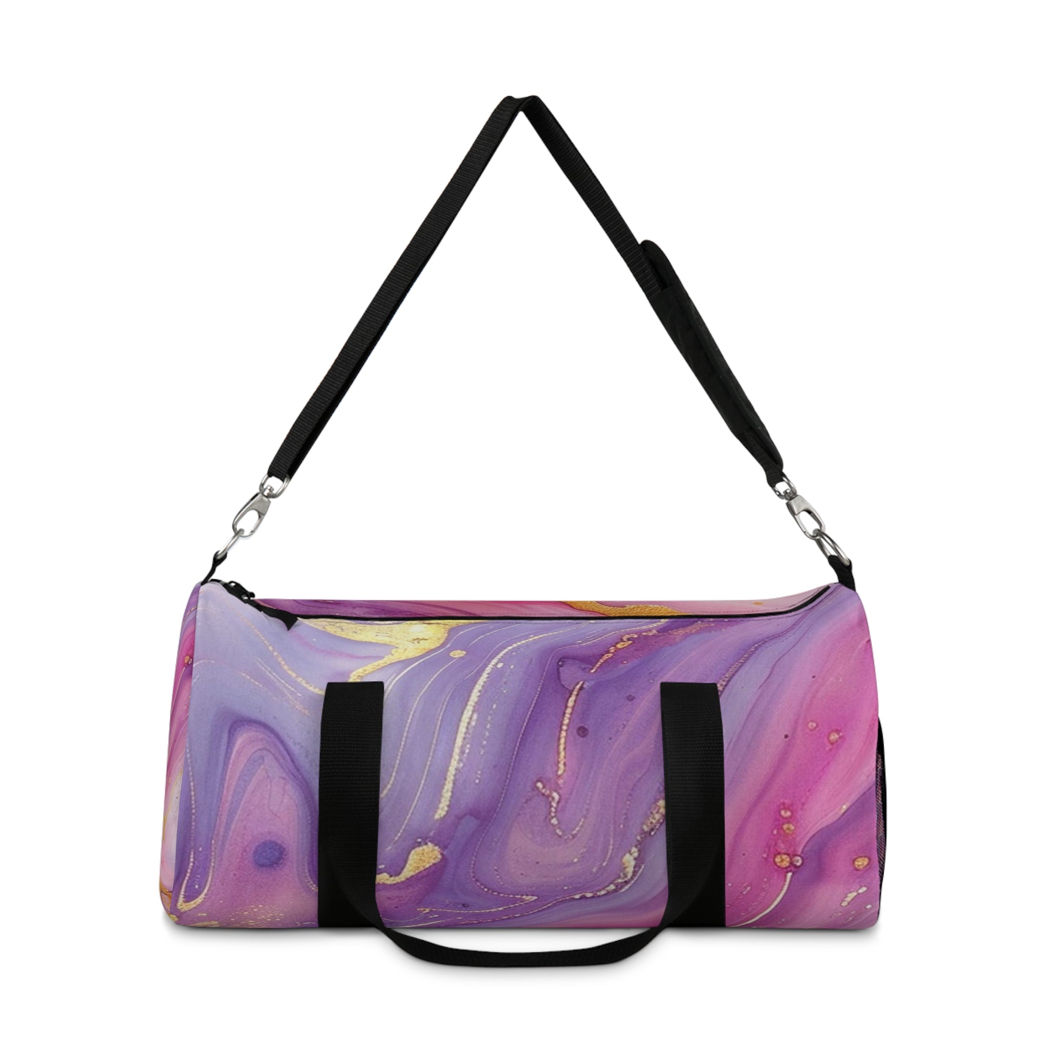 Printify Purple Pink Gold Marble Duffel Bags 2025