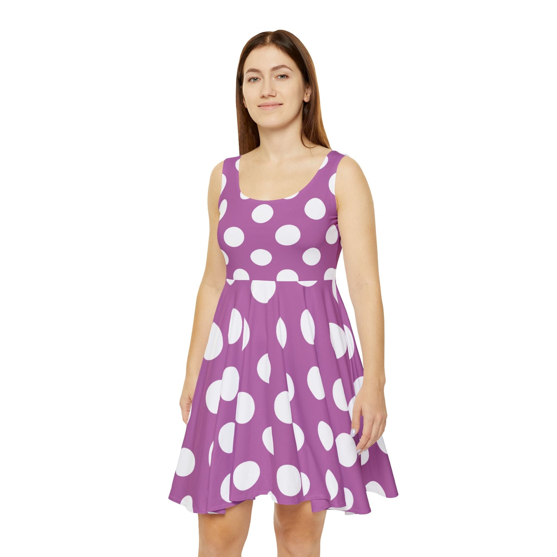 Purple Polka Dot Skater Dress, Artsulli - Art is Long, Life is Short, All Over Prints, , , , , , , 