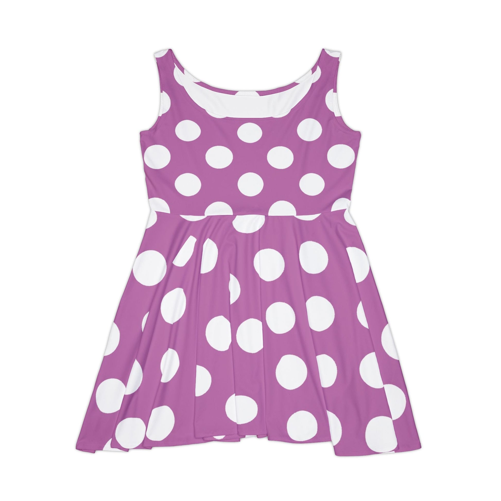 Purple Polka Dot Skater Dress, Artsulli - Art is Long, Life is Short, All Over Prints, Size, XS, , , , , 32601479367133318210