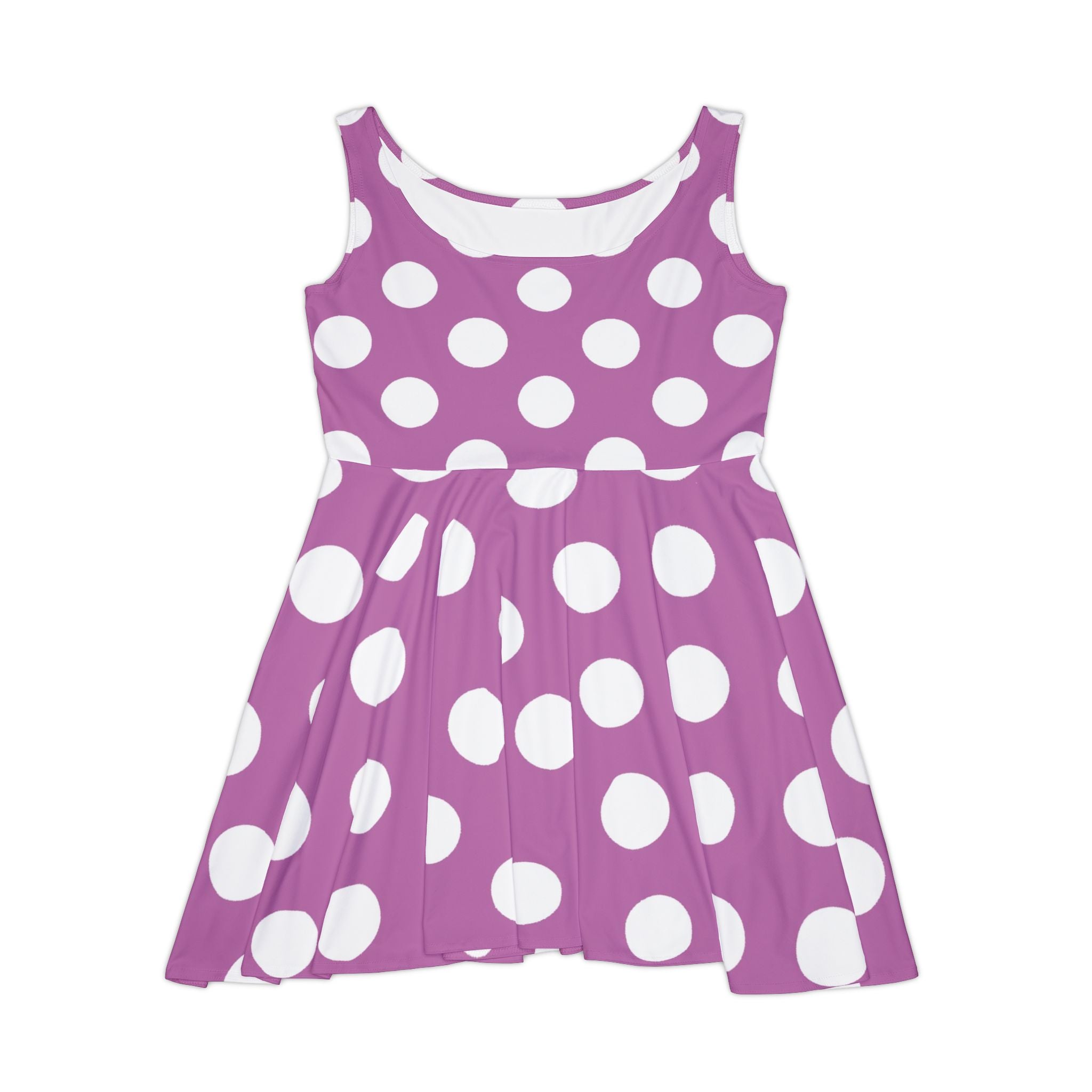 Purple Polka Dot Skater Dress, Artsulli - Art is Long, Life is Short, All Over Prints, Size, XS, , , , , 32601479367133318210