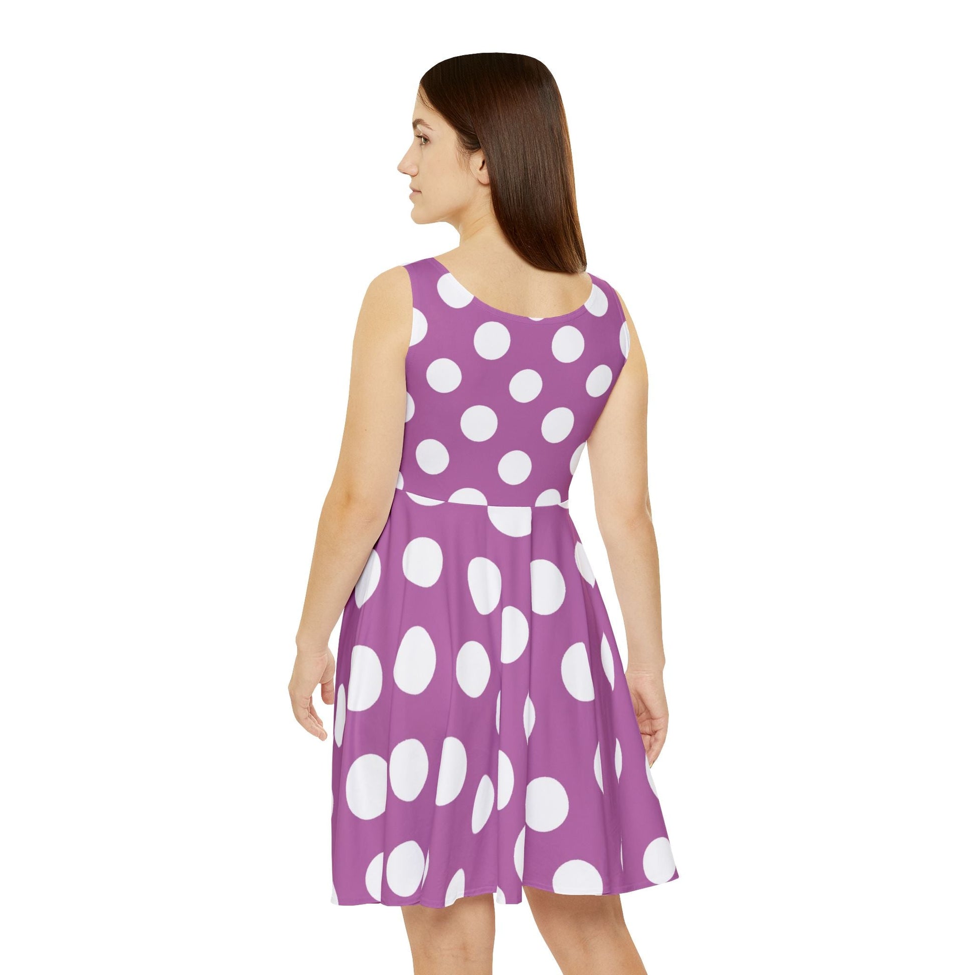 Purple Polka Dot Skater Dress, Artsulli - Art is Long, Life is Short, All Over Prints, , , , , , , 