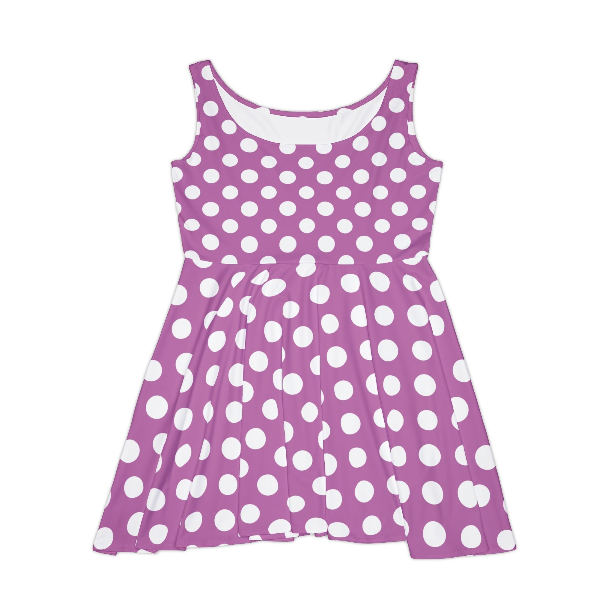 Purple Polka Dot Sleeveless Skater Dress, Artsulli - Art is Long, Life is Short, All Over Prints, Size, XS, , , , , 83416961388366491361